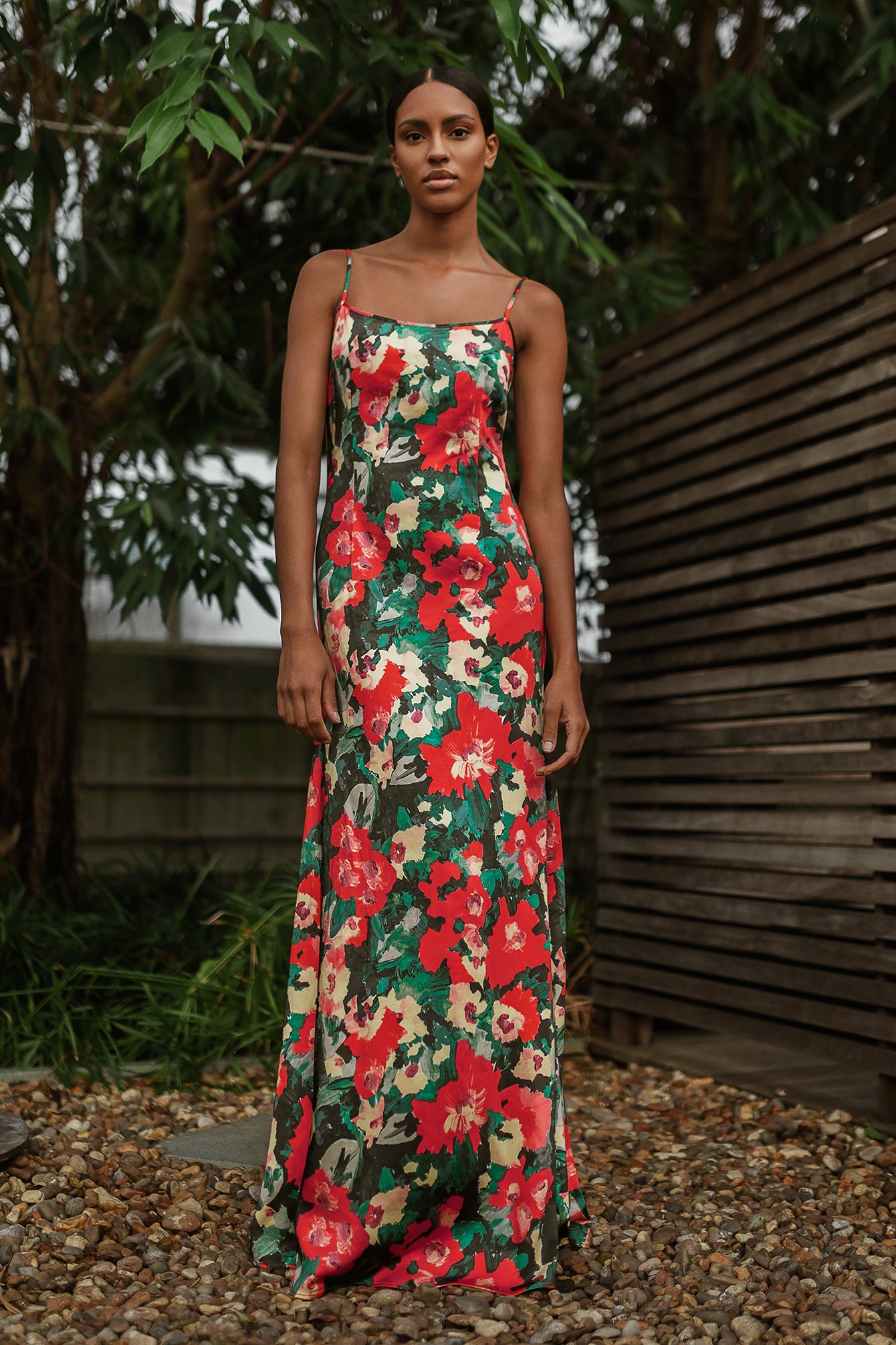 Flower Print NA-KD Trend Scoop Neckline Maxi Slip Dress