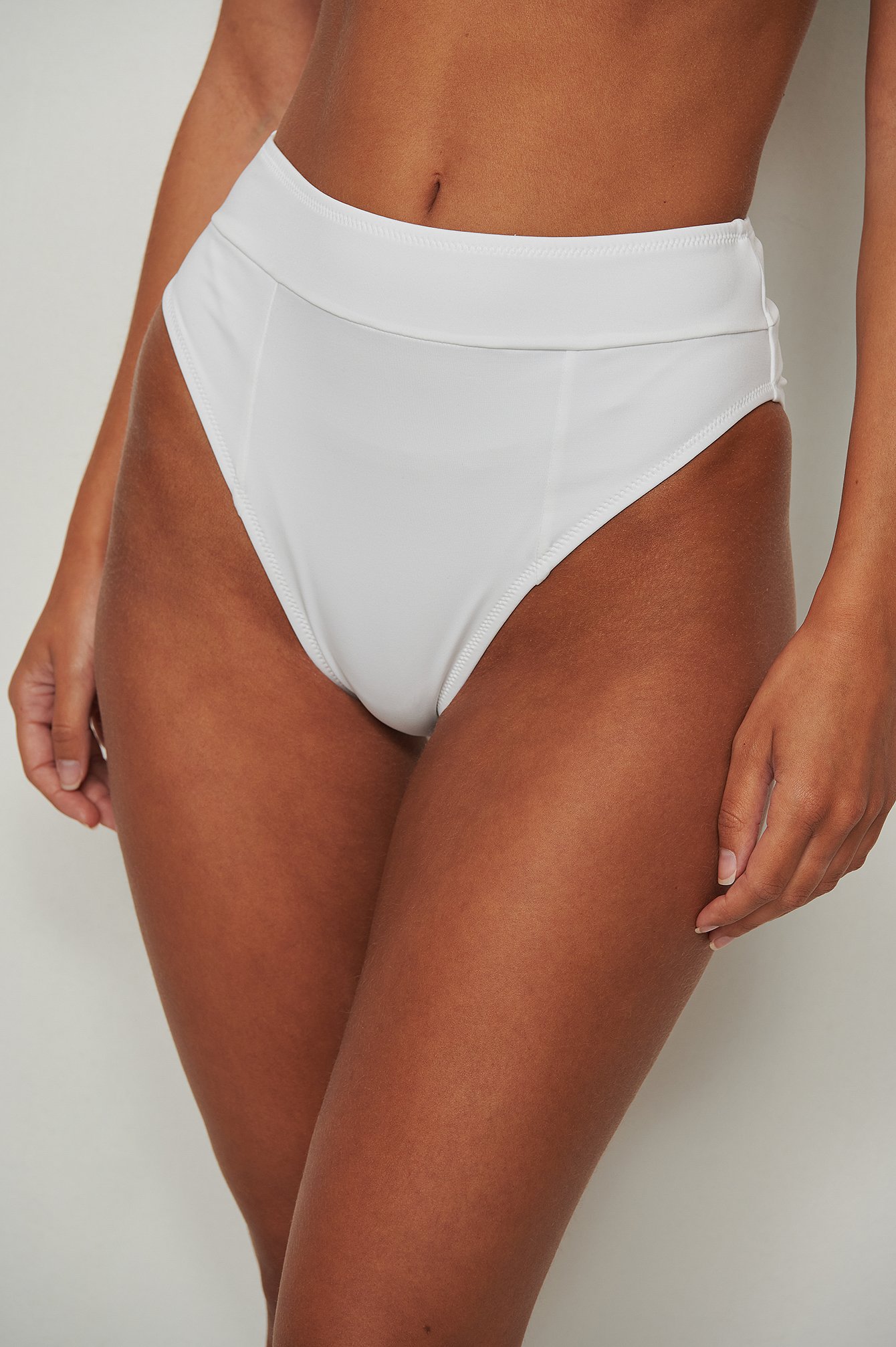White Seam Detail High Waist Bikini Panty