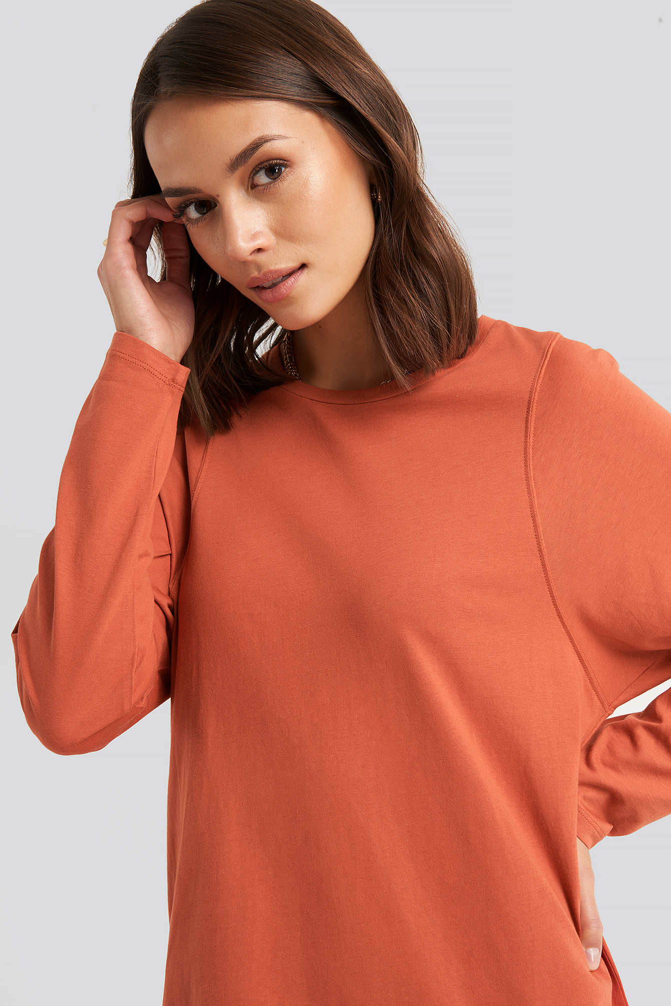 Seam Detail Long Sleeve T-shirt Dress 