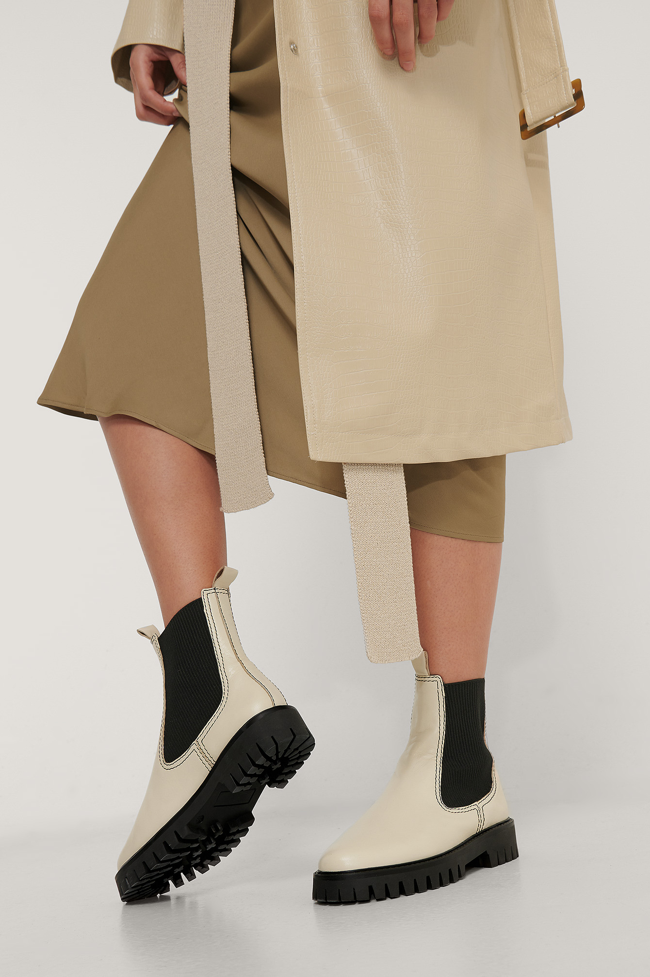 faux leather chelsea boots white