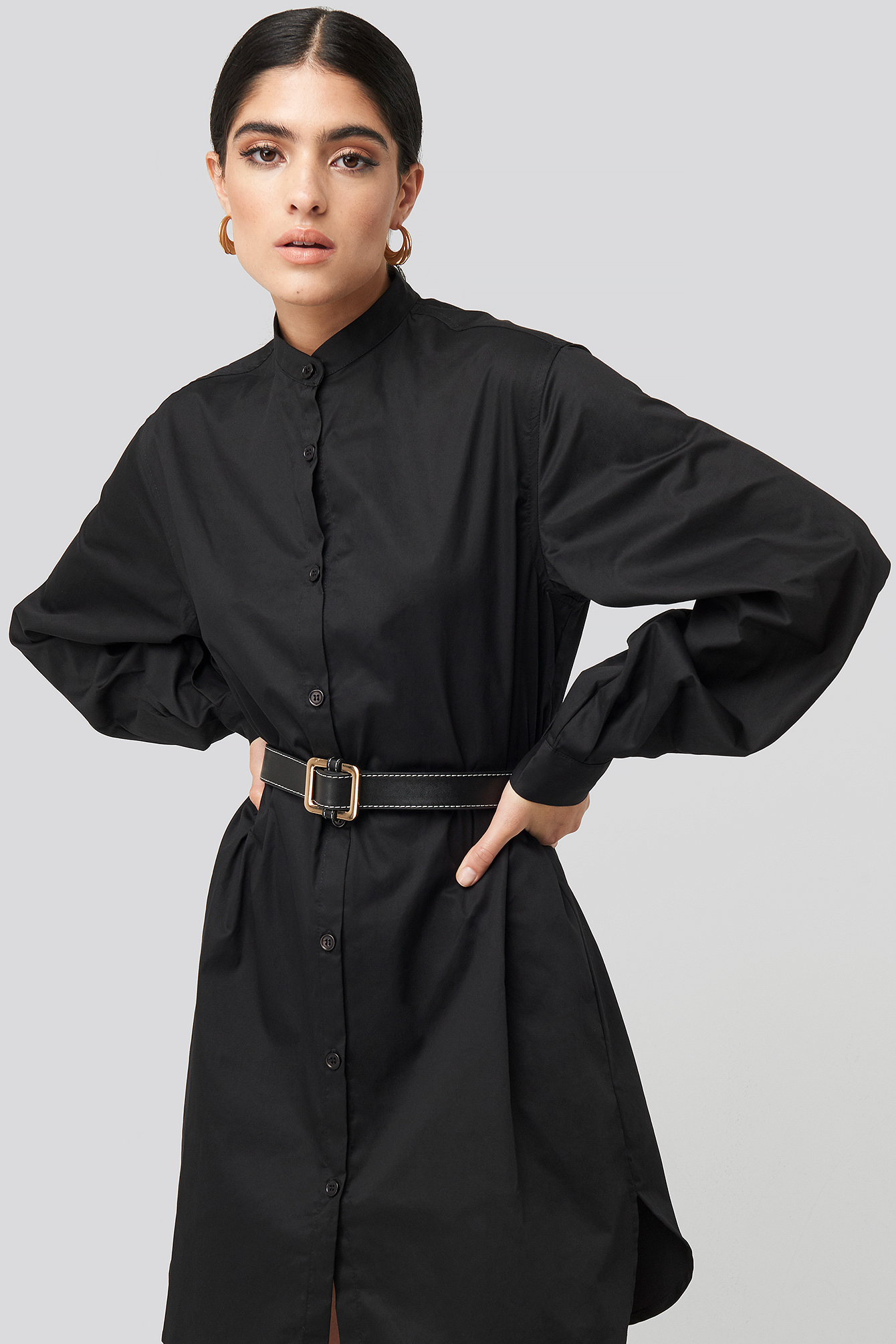 Seam Detailed Slim belt Black