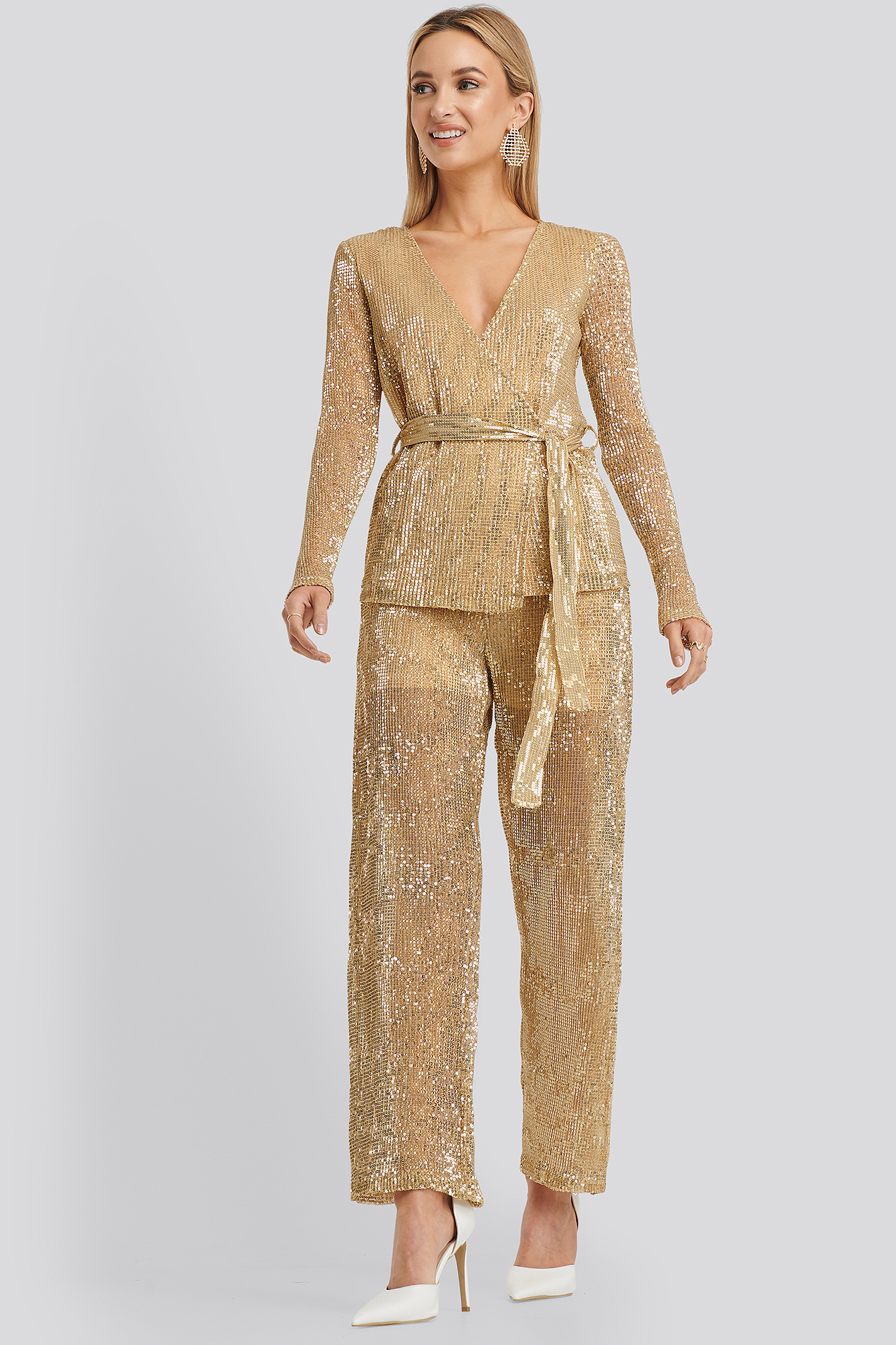 Sequin Straight Pant Gold