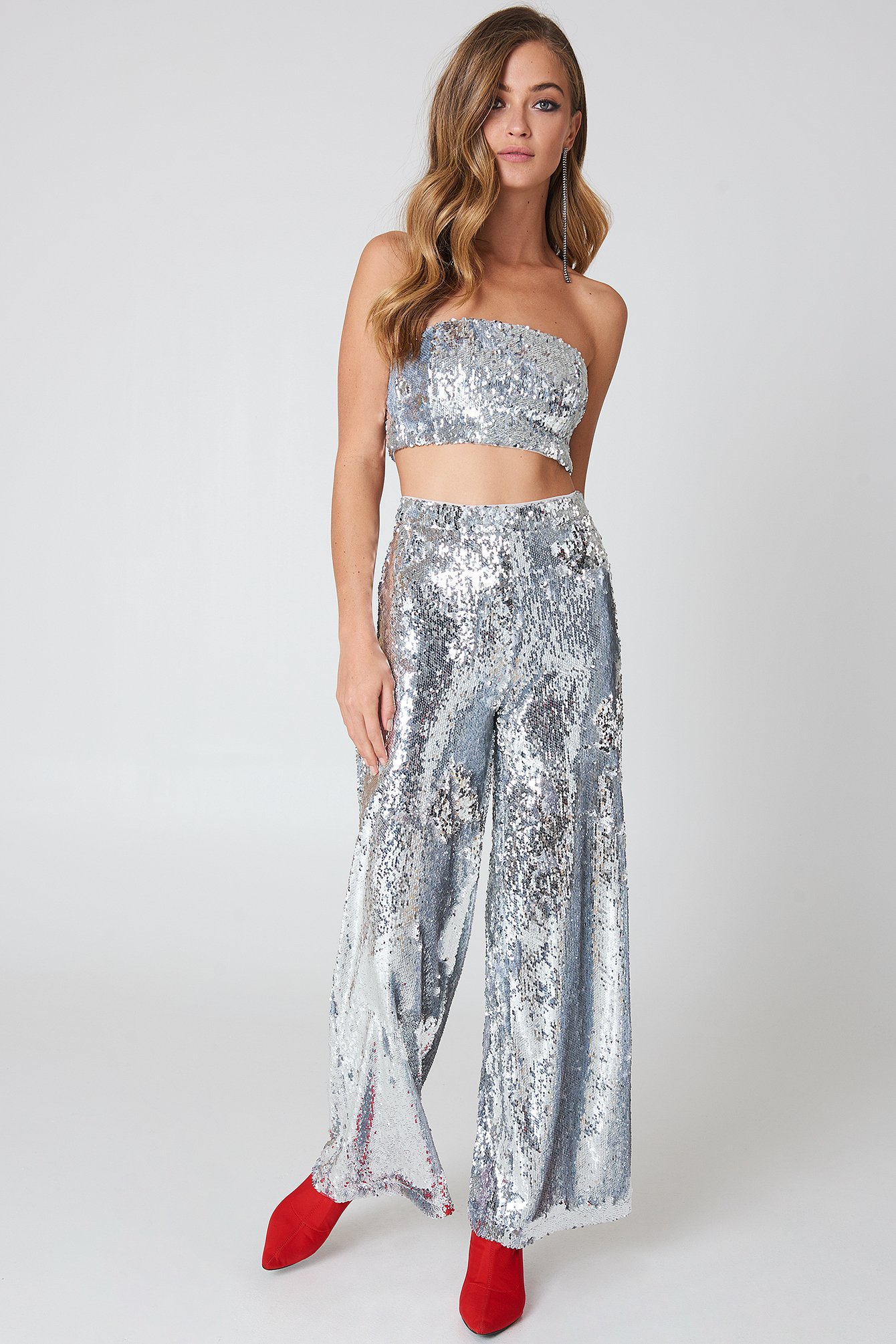 Na-kd Party  Sequins Flared Pants - Silver