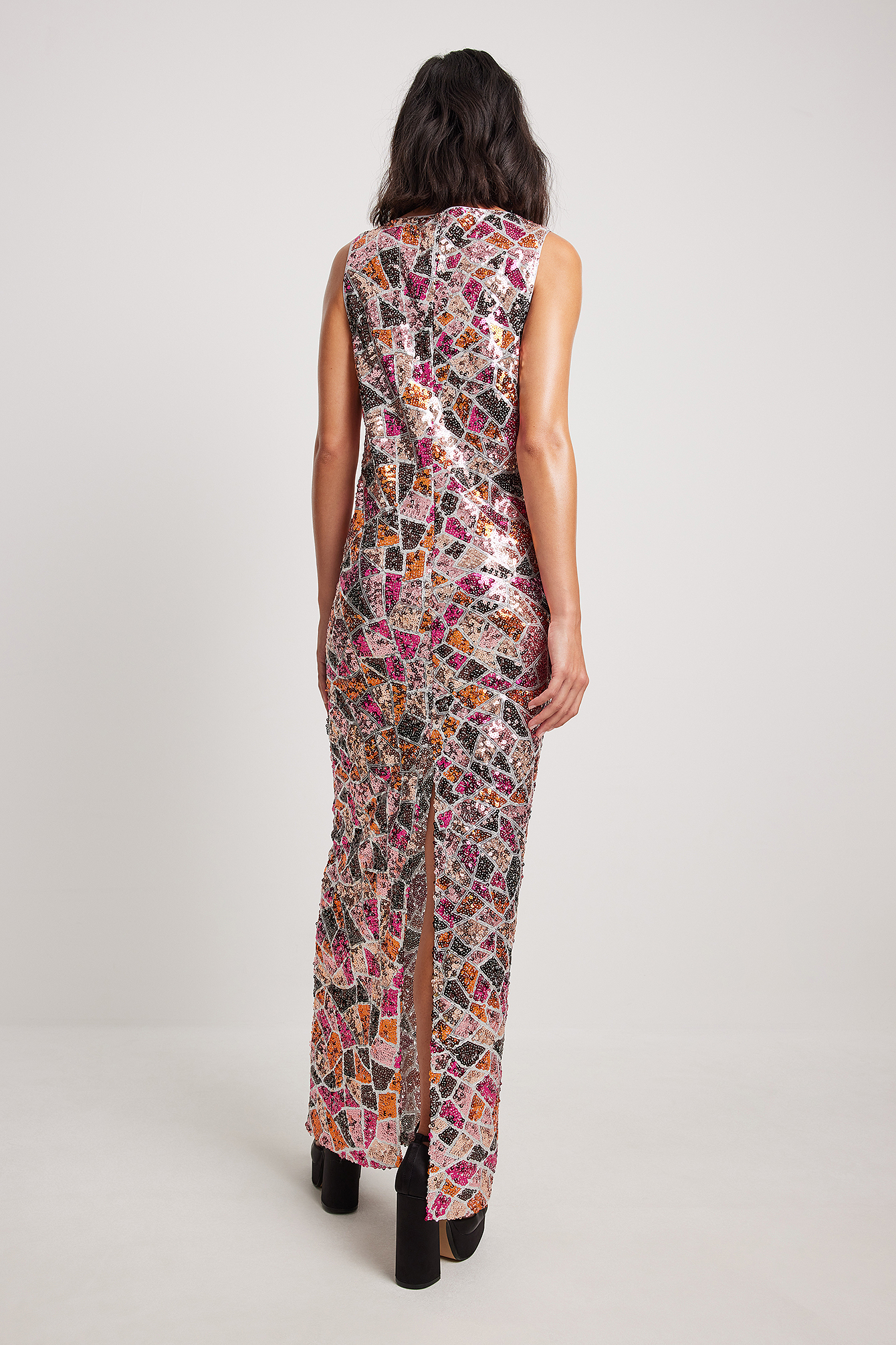 Womens Clothing Dresses Casual and summer maxi dresses NA-KD Multicolor Sequins Transparent Maxi Dress 