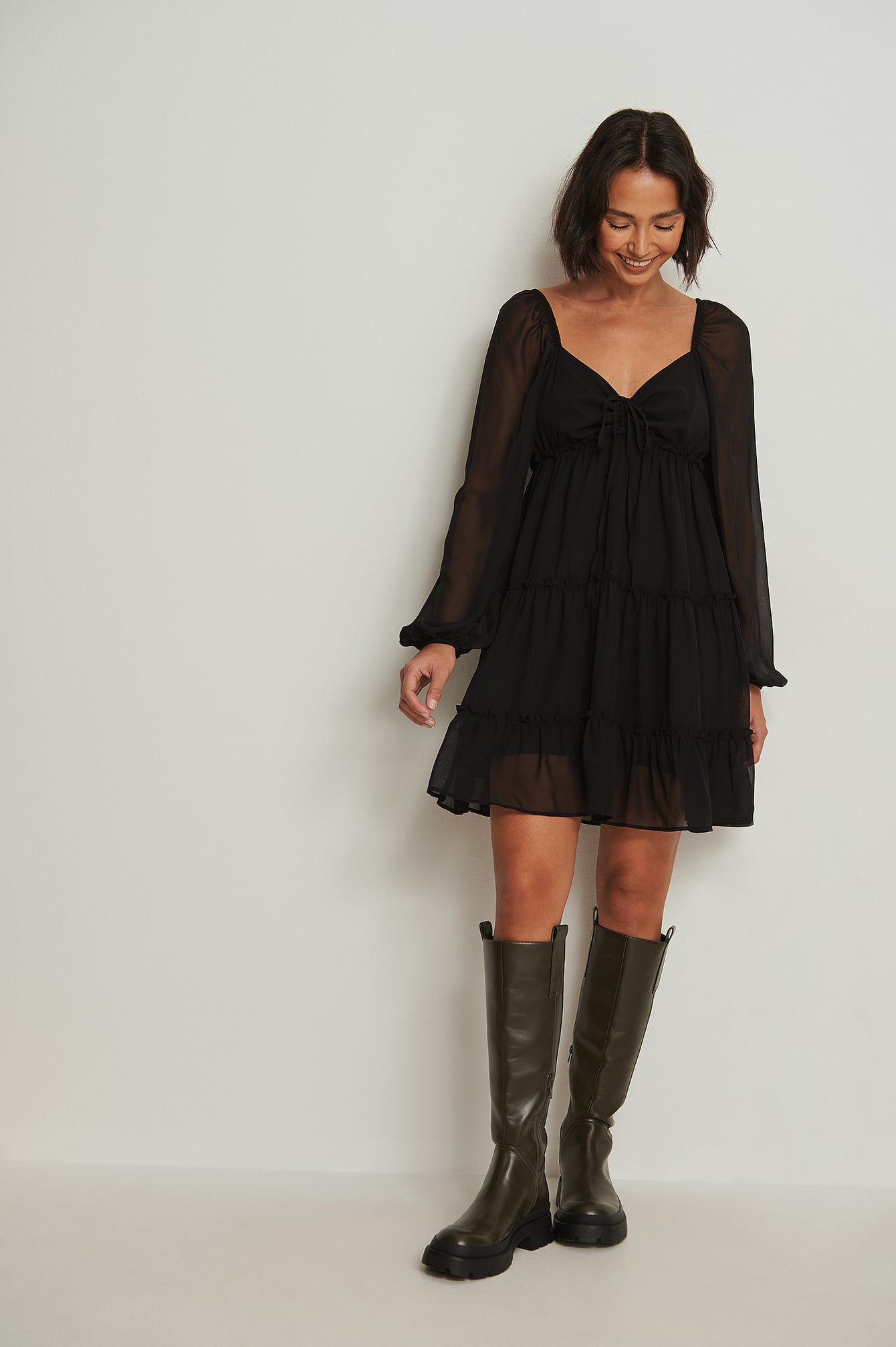 Sheer Panel Mini Dress