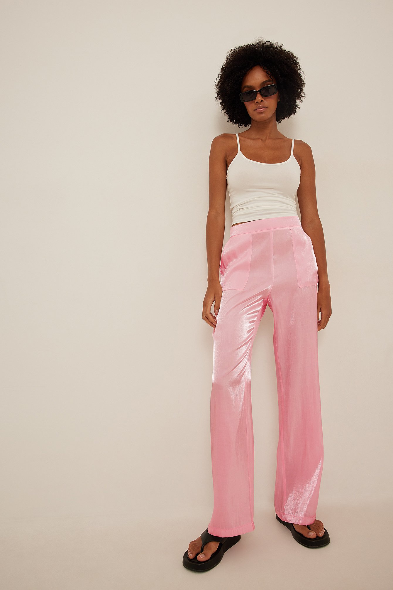 NA-KD Party Sheer Suit Pants - Pink