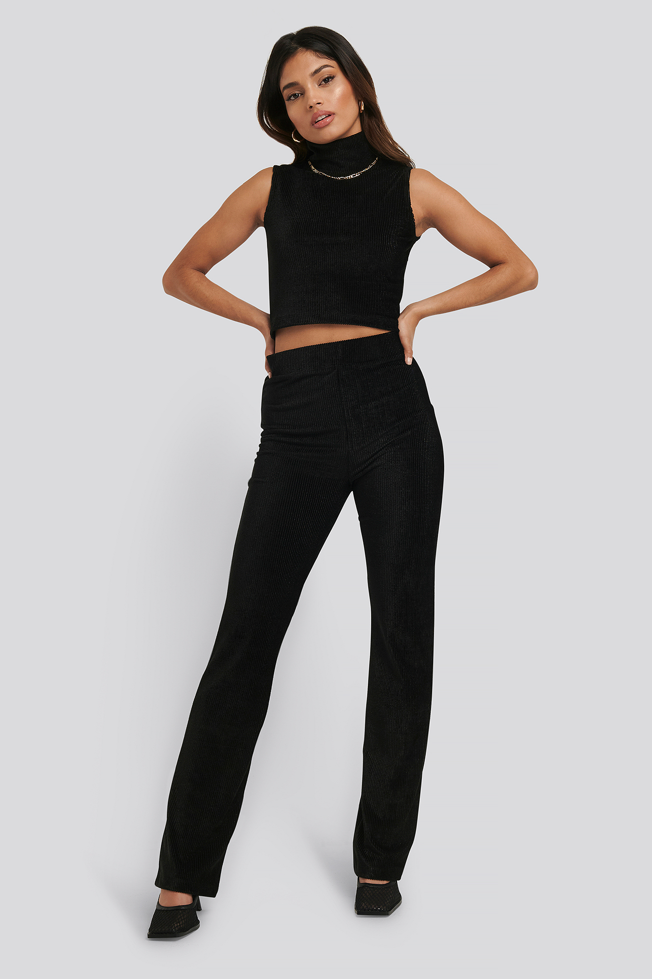 Shimmer Detail Pants Black