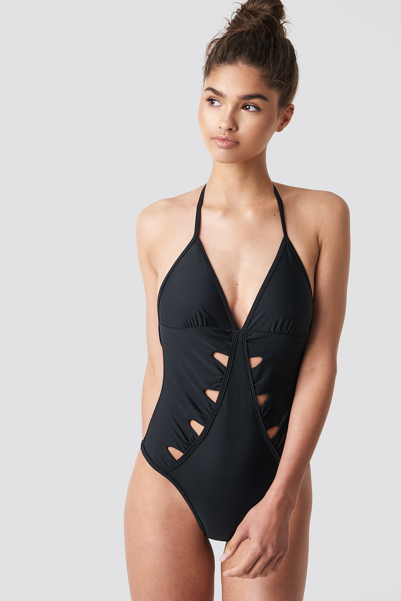 Cut Out Halterneck Swimsuit Black
