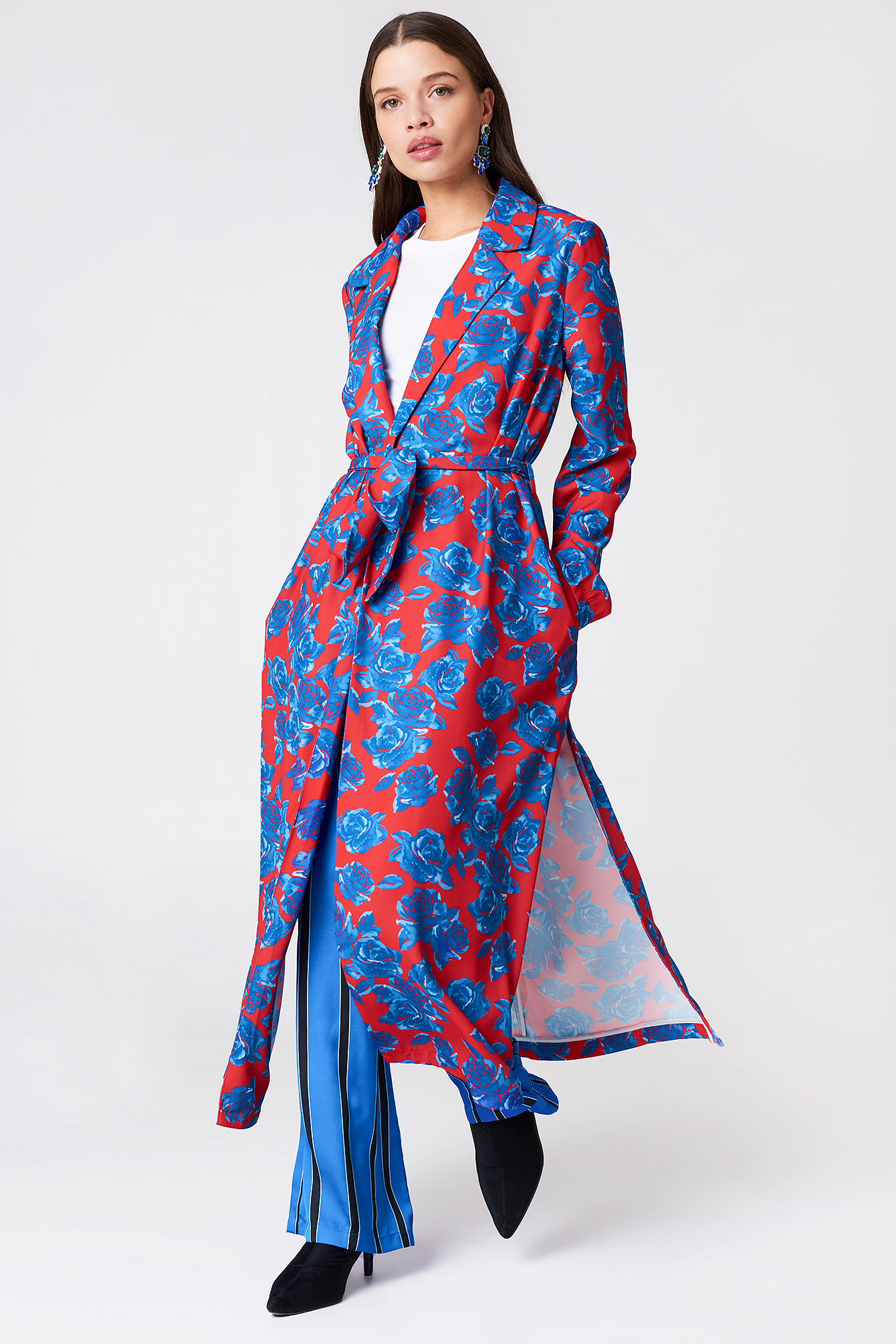 Shiny Fluid Trenchcoat Red/Blue