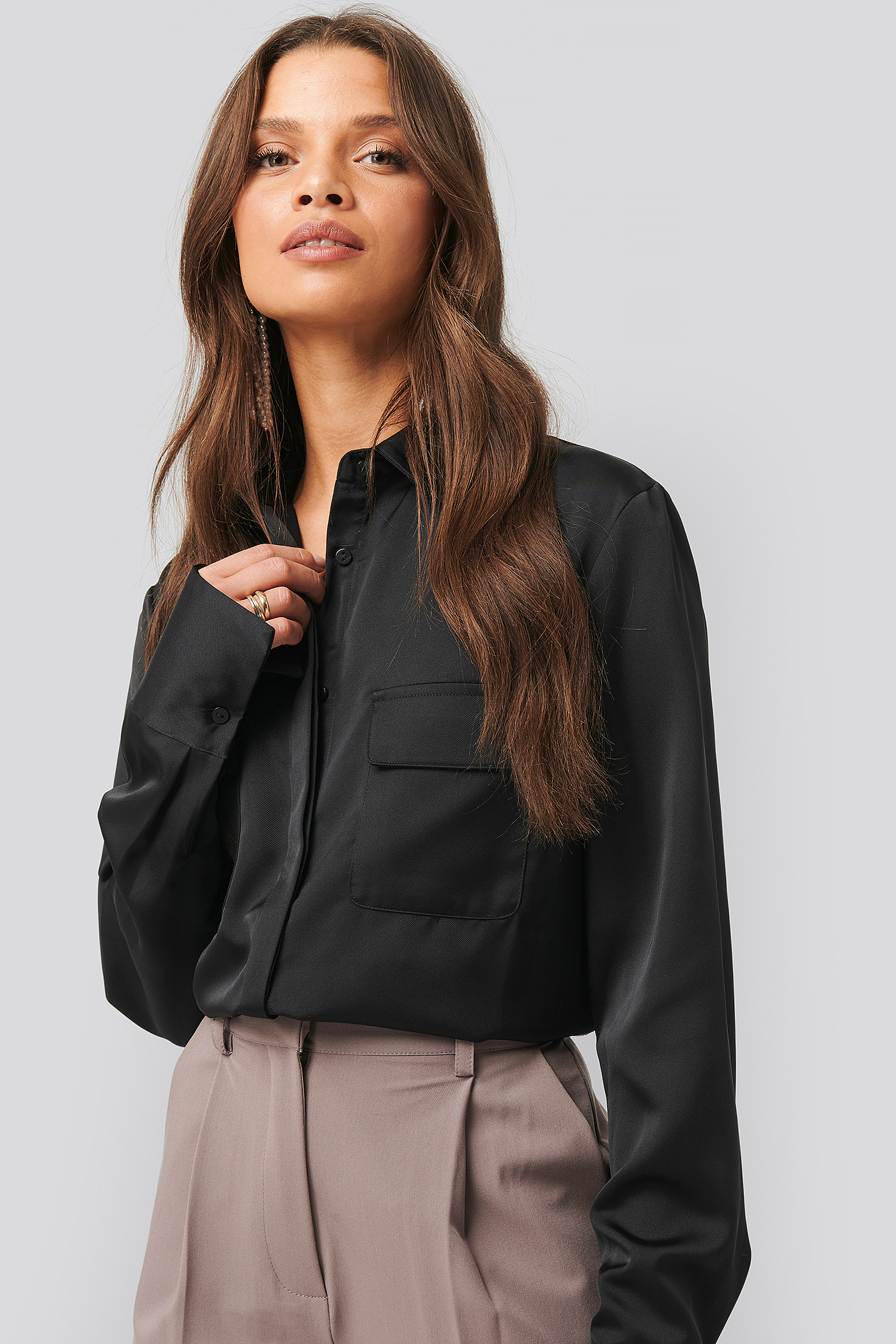 Shiny Pocket Shirt Black