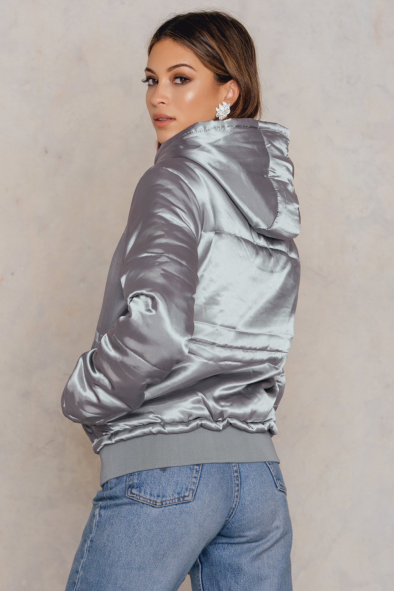 Silver Shiny Puff Jacket