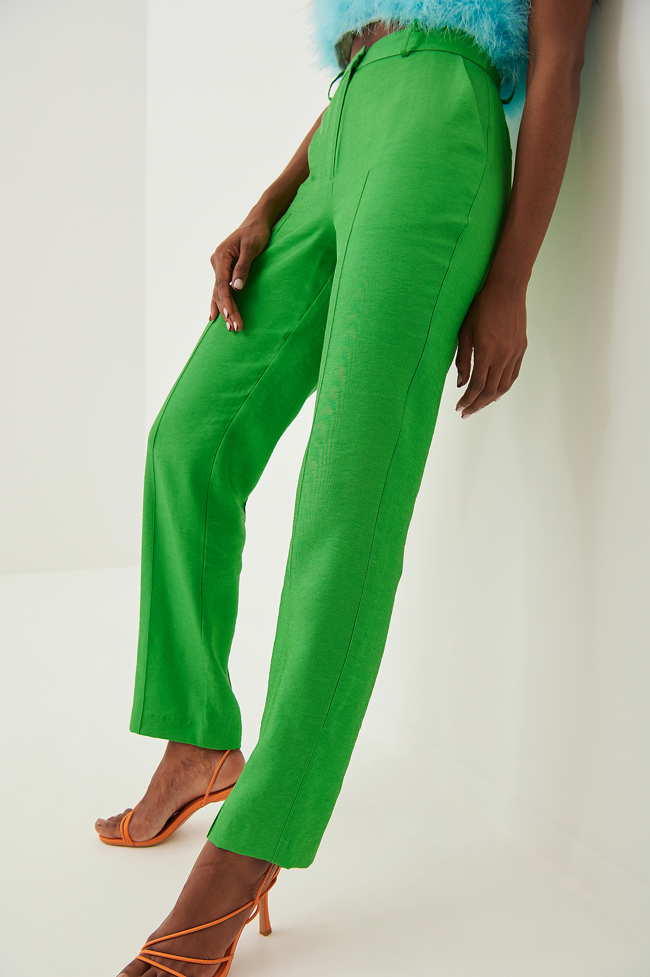 Green Shiny Tailored Suit Pants