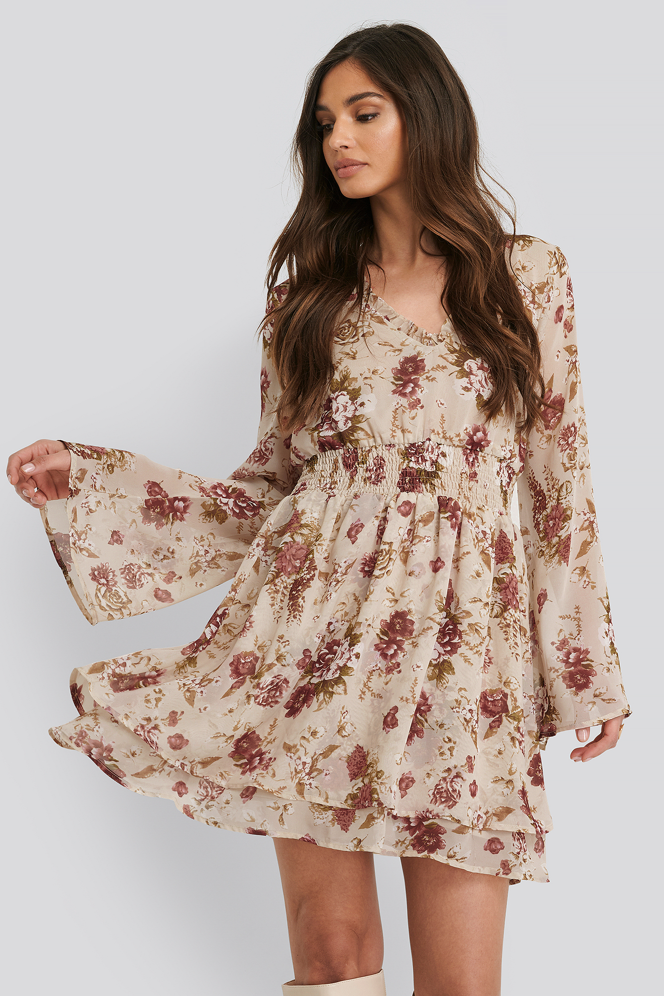 boho kleid beige