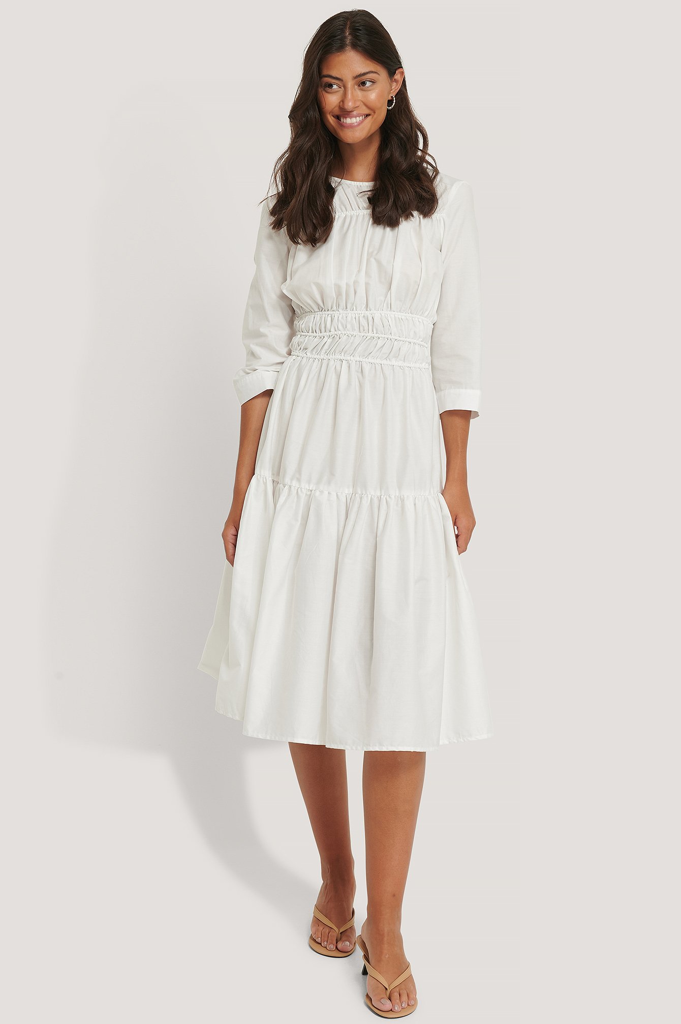 White Gerafftes Kleid