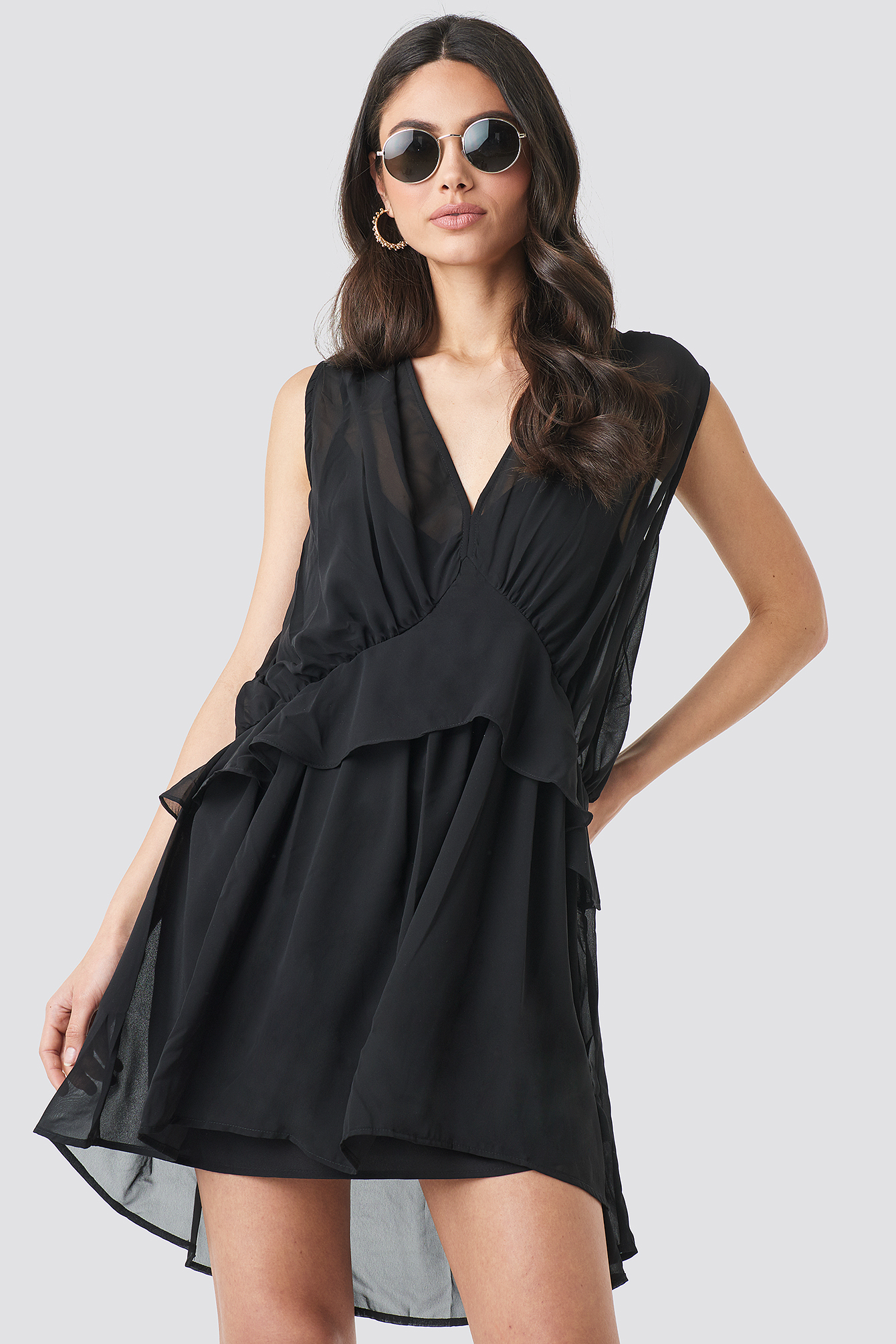 Short Chiffon Dress Black