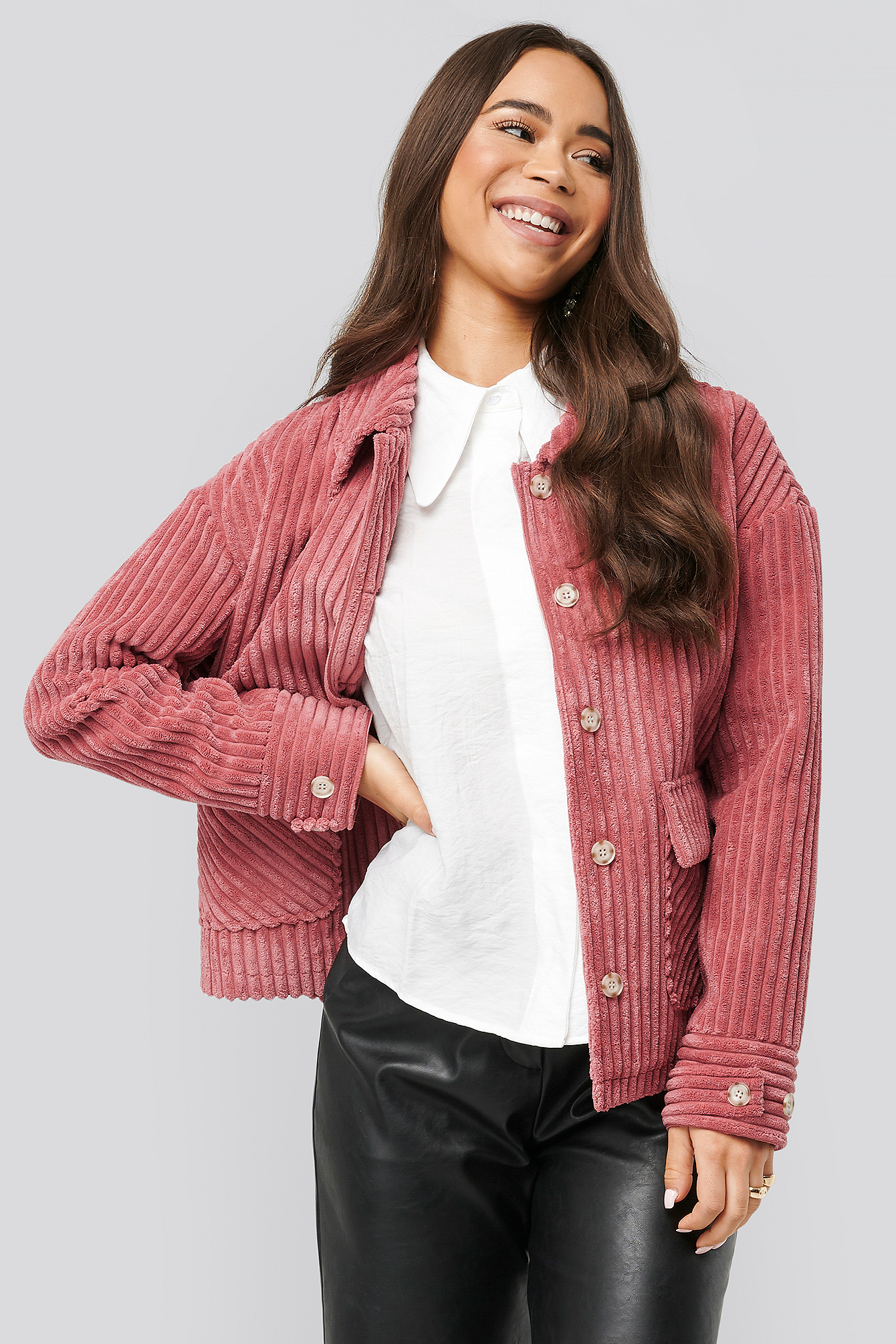 Short Corduroy Coat Pink | na-kd.com