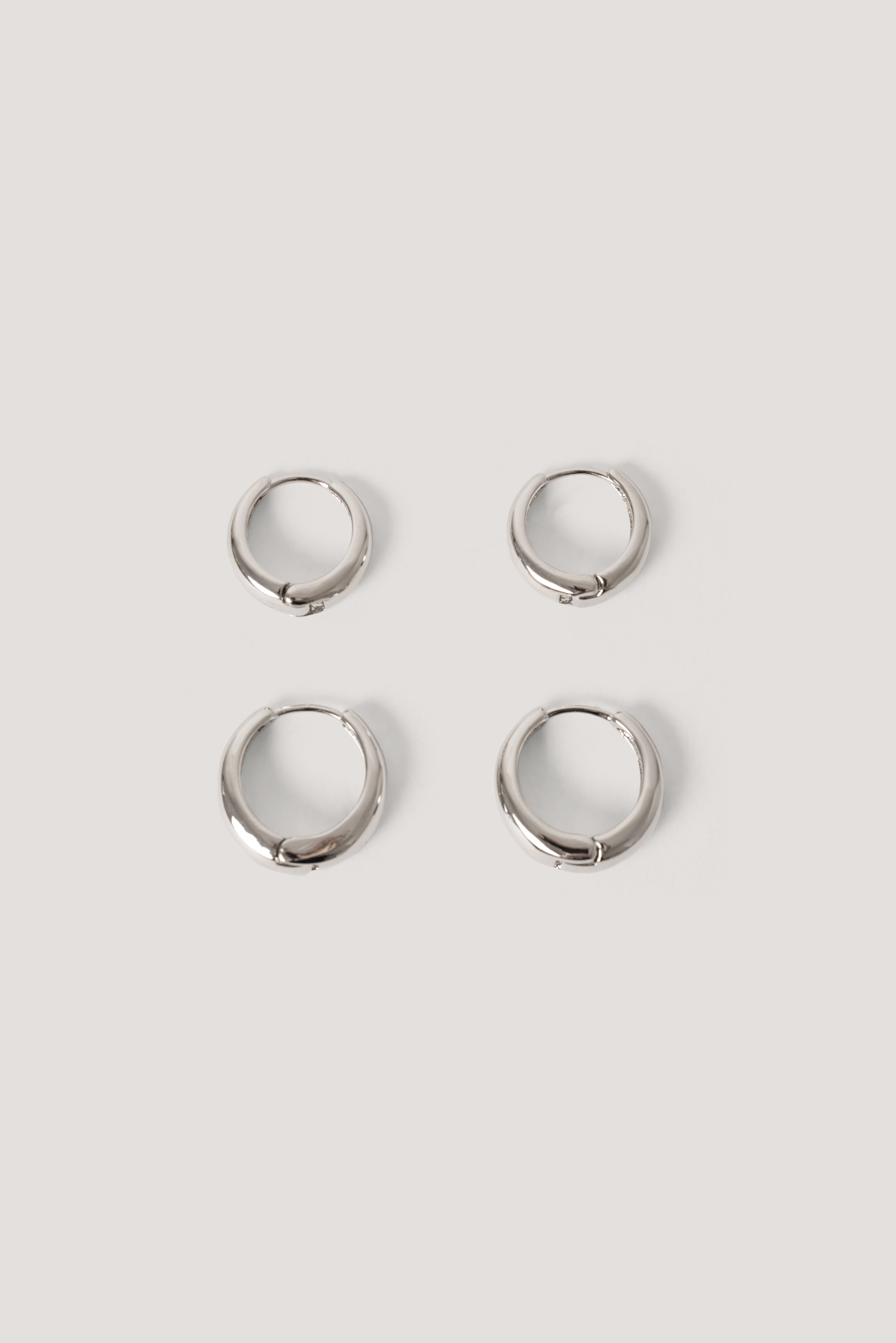Silver Short Hoop Earrings (2-Pack)