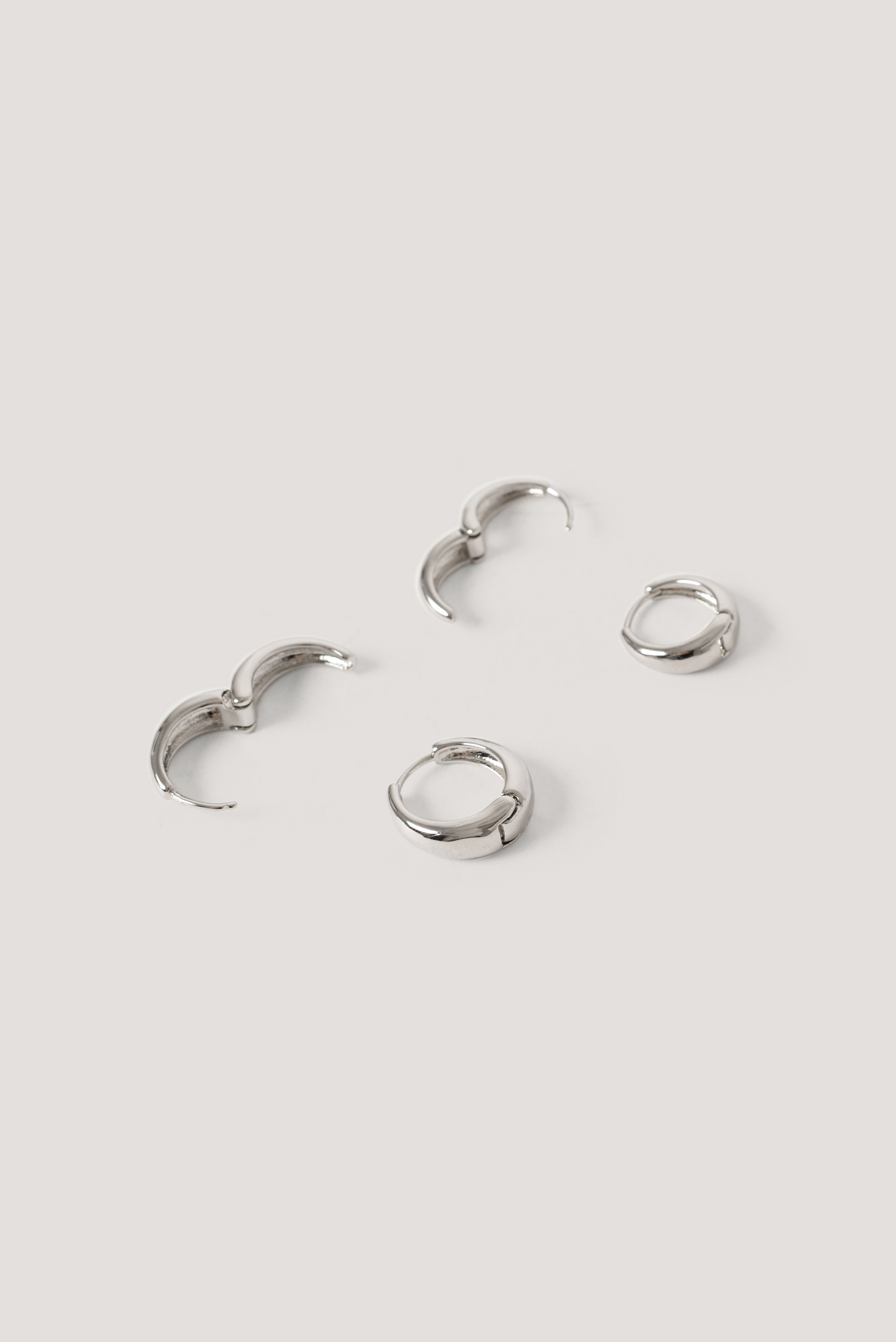 Silver Short Hoop Earrings (2-Pack)