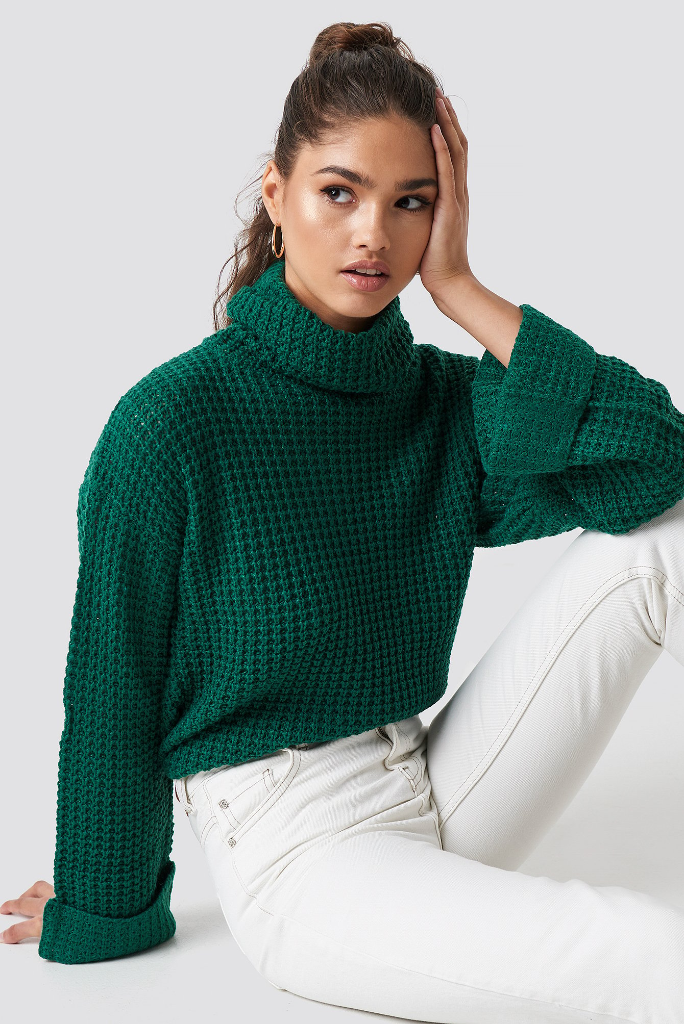 Short Pineapple Knitted Sweater Green | NA-KD