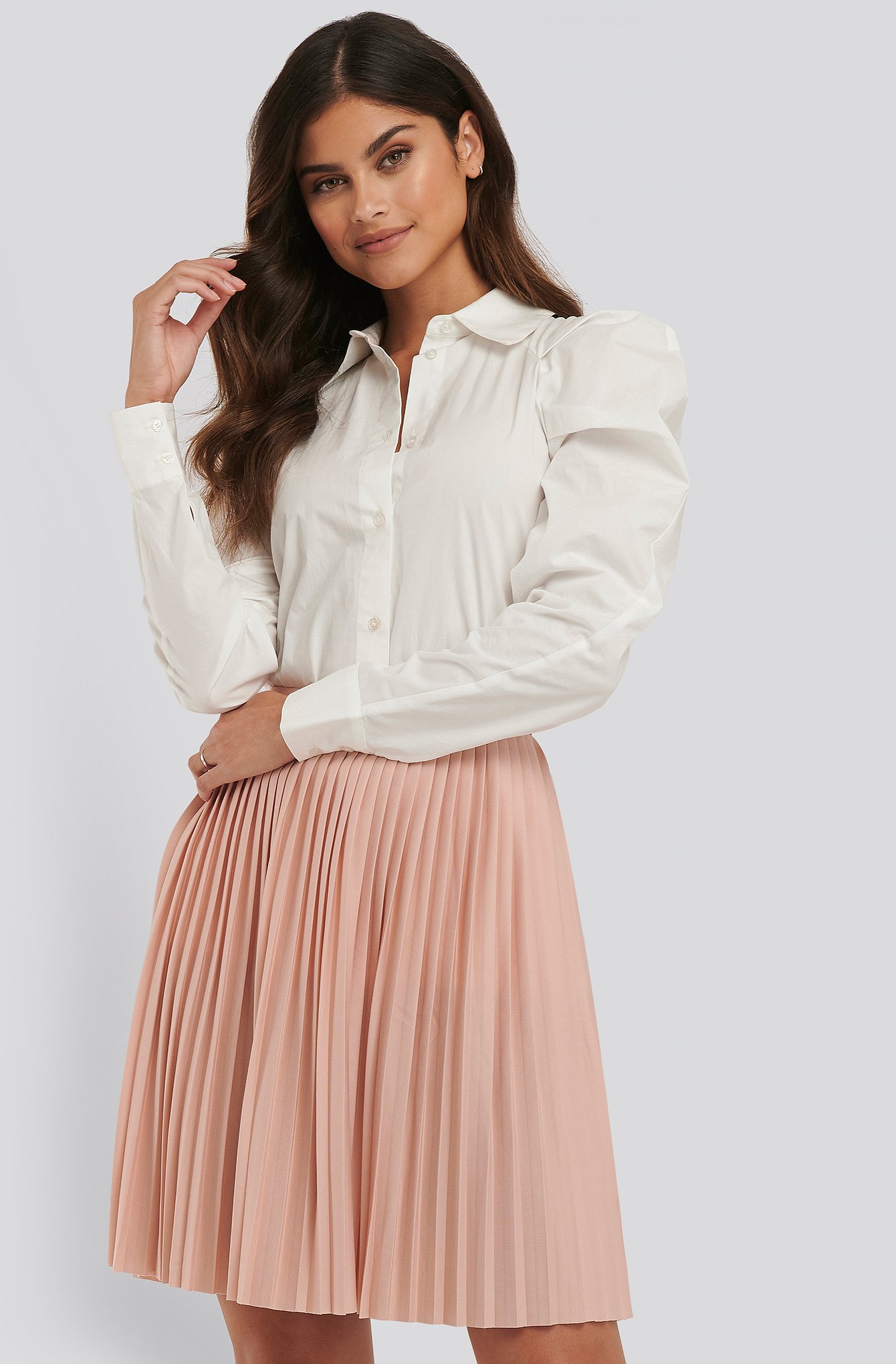 Dusty Pink NA-KD Short Pleated Skirt