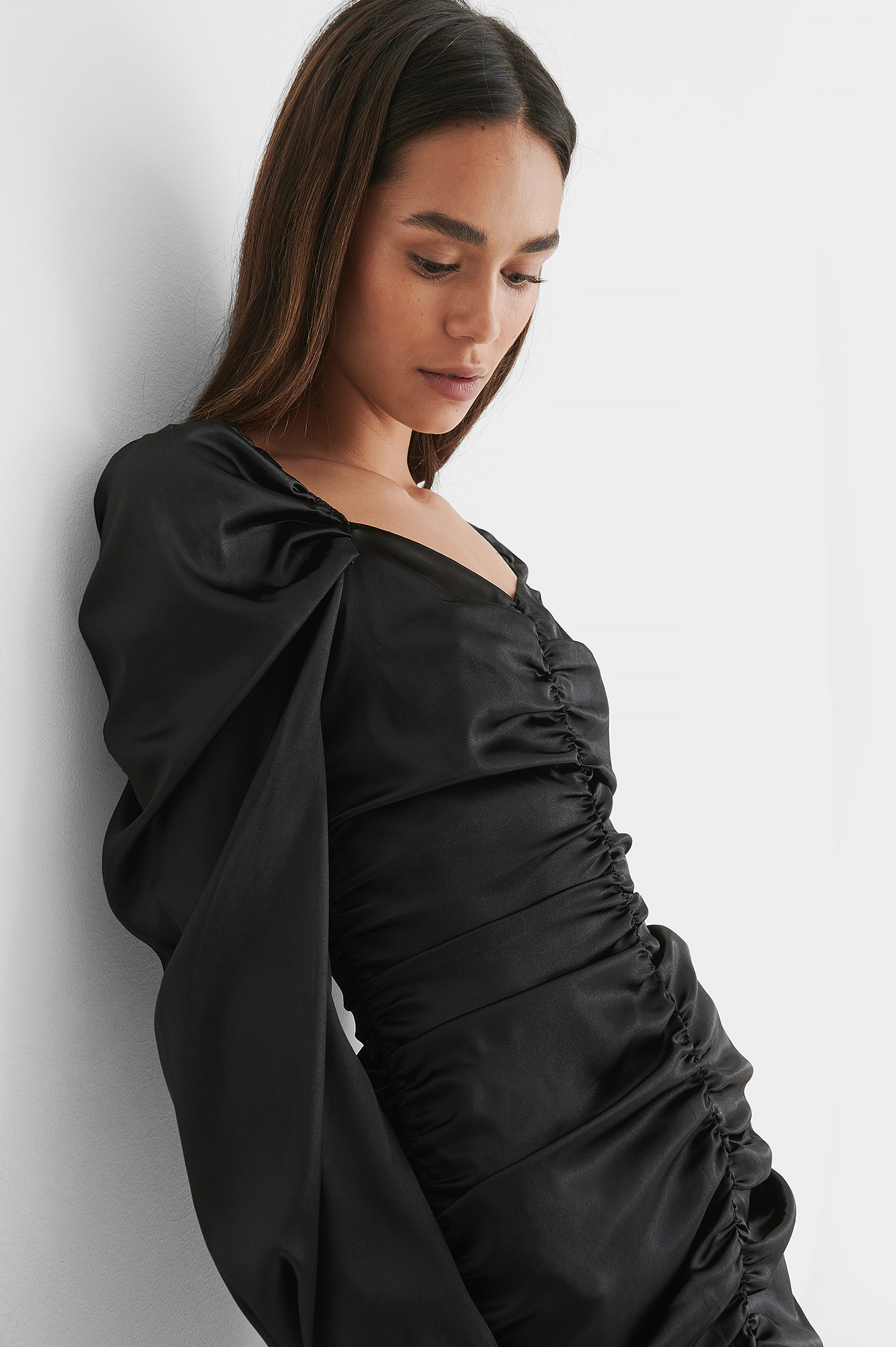 Black short puff sleeve dress Clearance