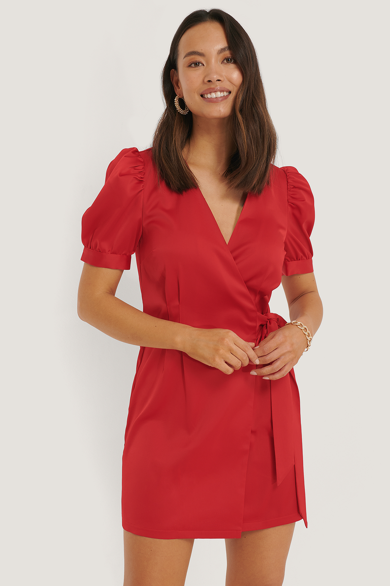 Short Puff Sleeve Mini Dress Red Na Kd Com Short Puff Sleeve Mini Dress Red Na Kd Com