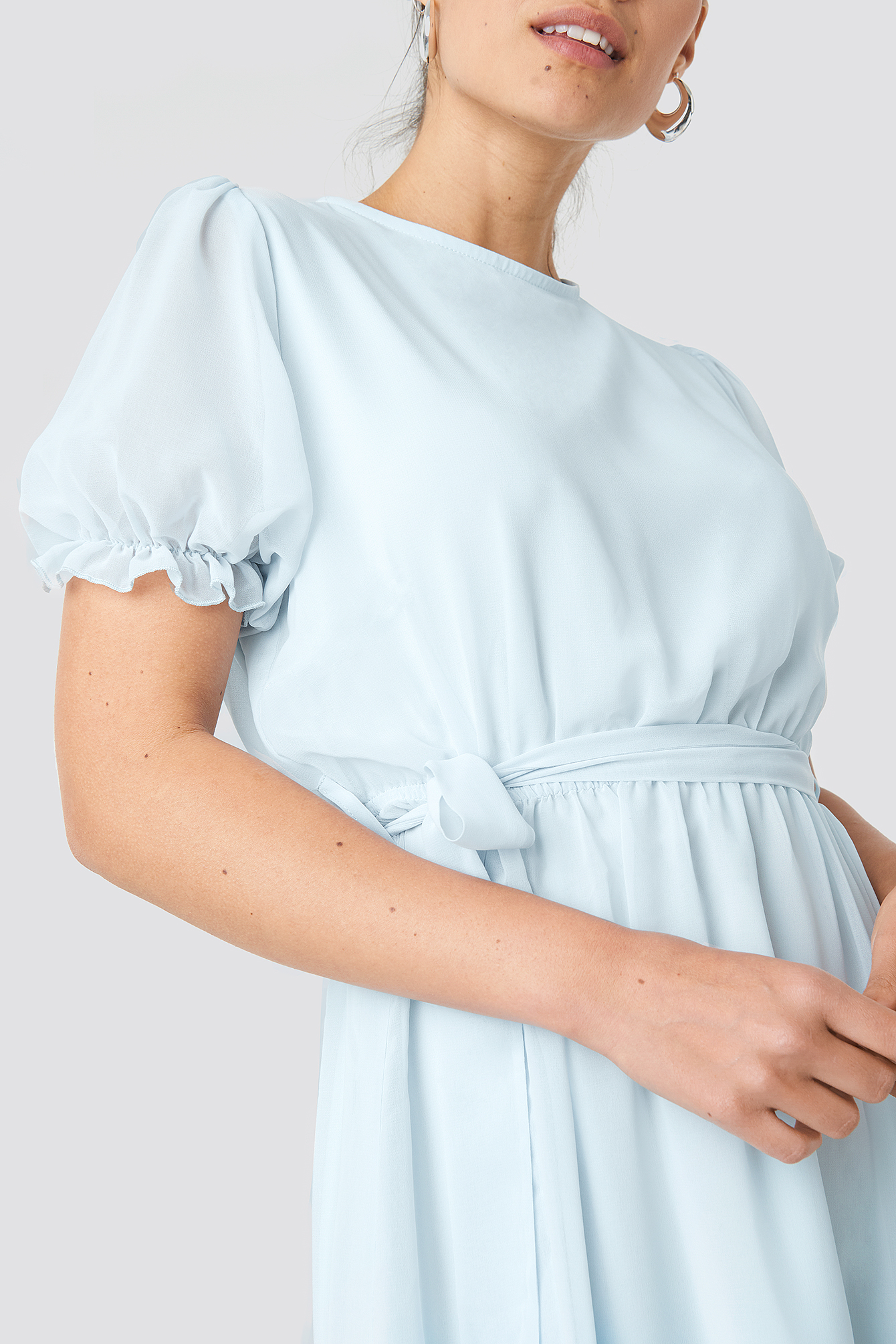 Short Sleeve Chiffon Dress Blue | na-kd.com