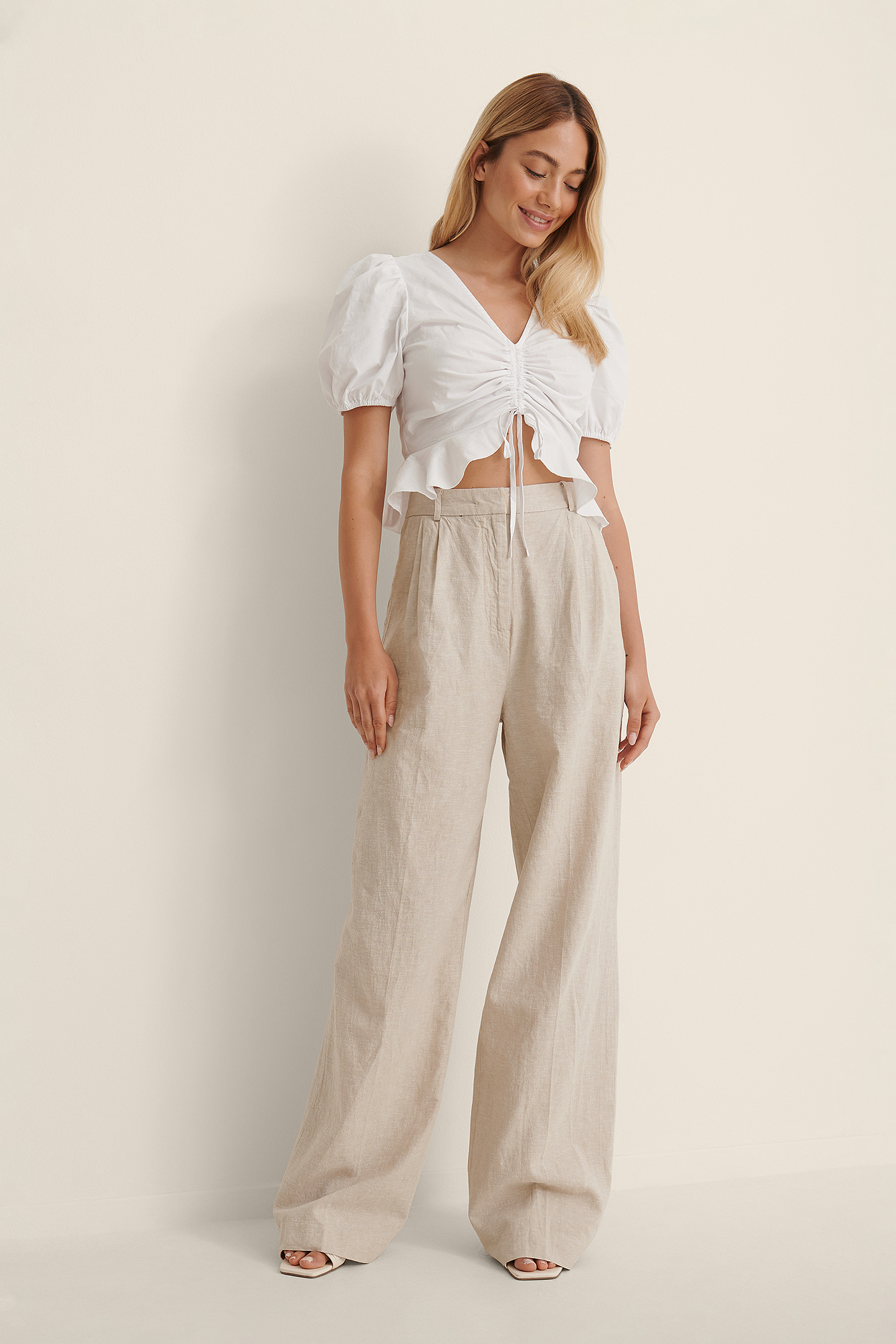Short Sleeve Drawstring Top White | na 