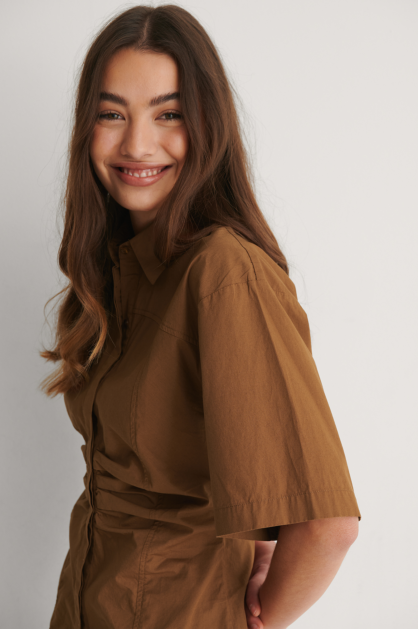 Gathered Sleeve Long Sleeve Shirt main image 1