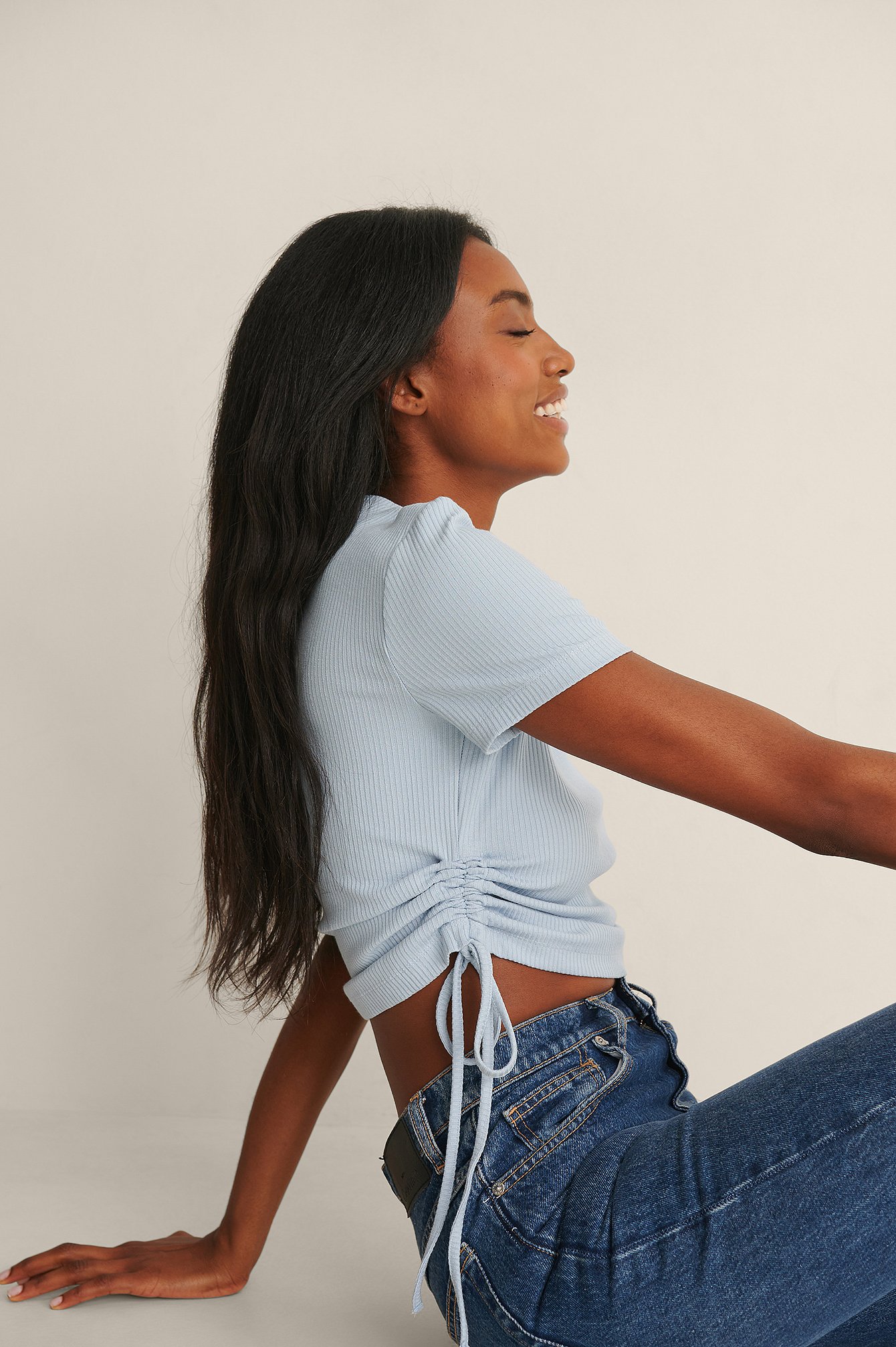 Top De Manga Corta Con Cordón Azul | na-kd.com champagne blue top