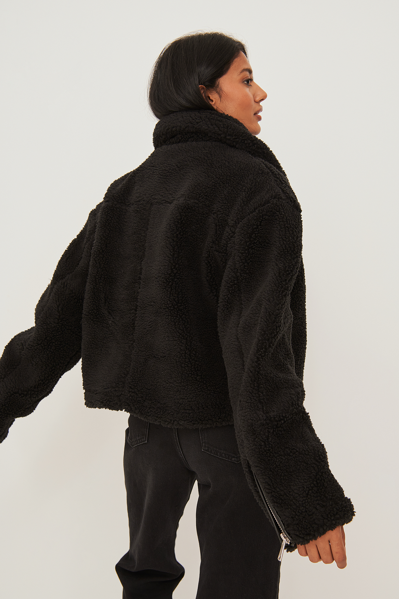Recycled Short Teddy Zipper Jacket 