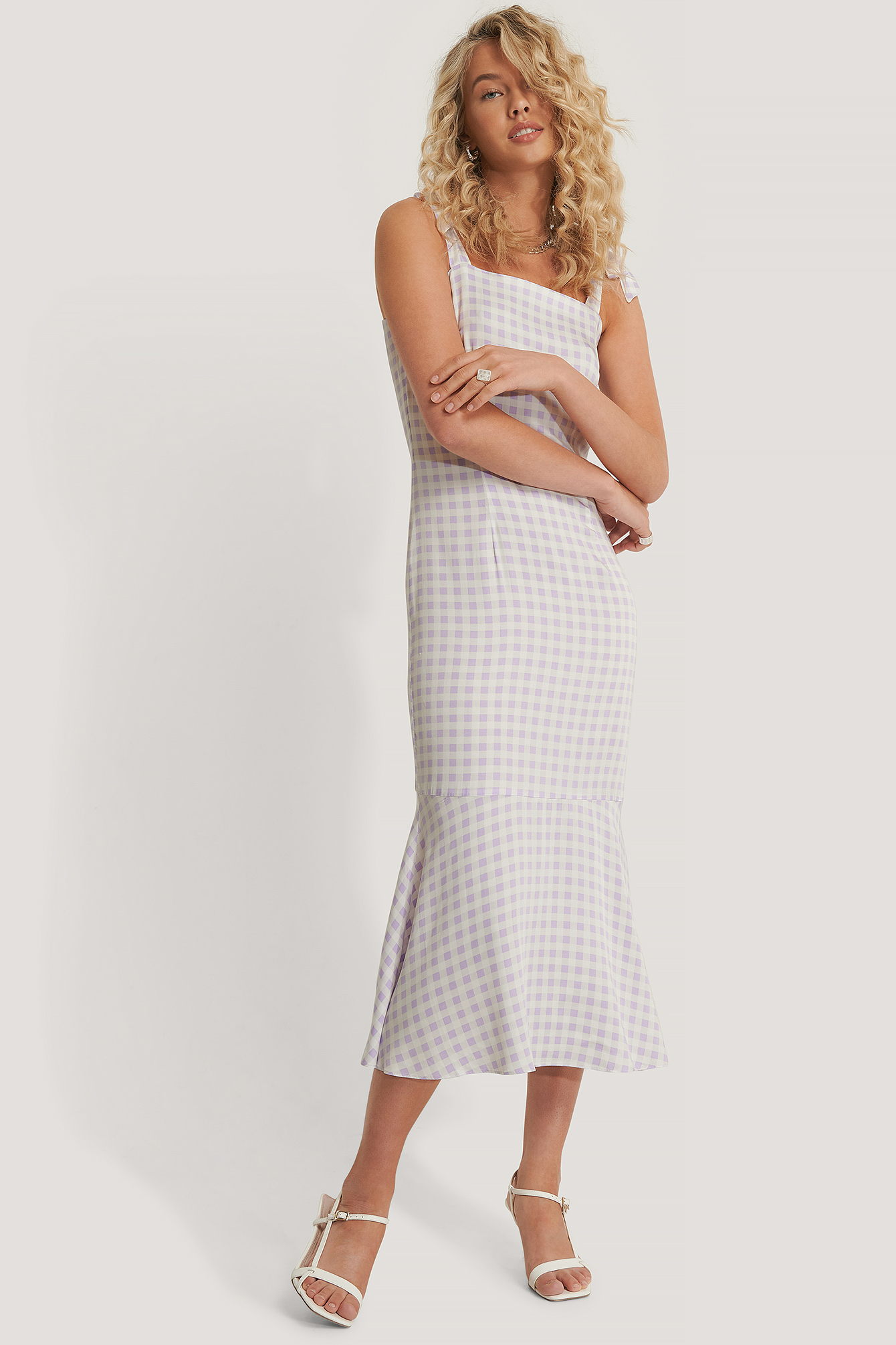 Shoulder Straps Midi Dress Checkered NAKD