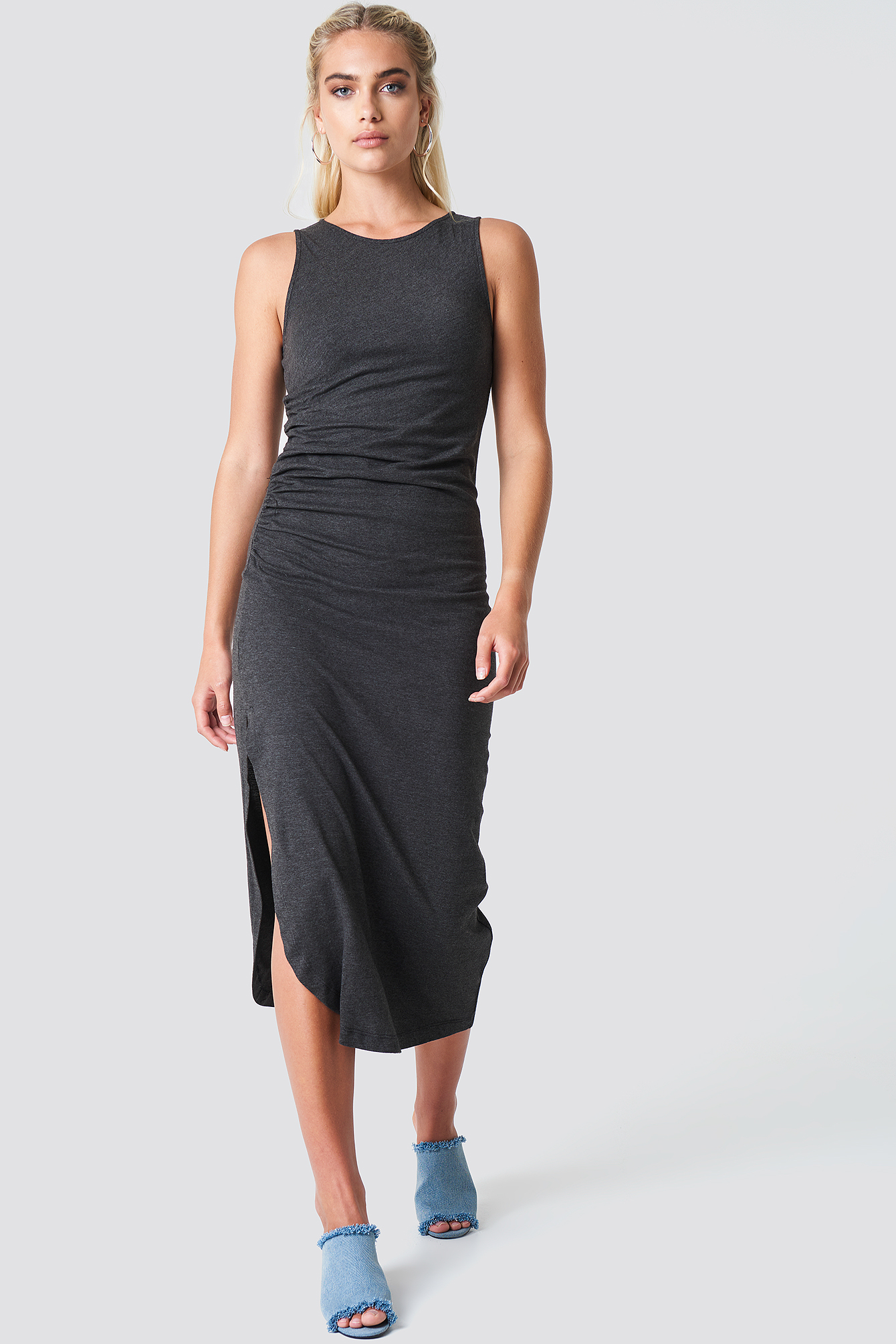 Side Ruching Dress Black | NA-KD