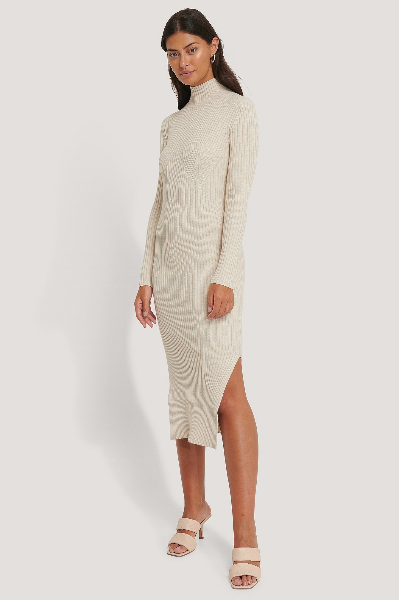 knitted side split dress