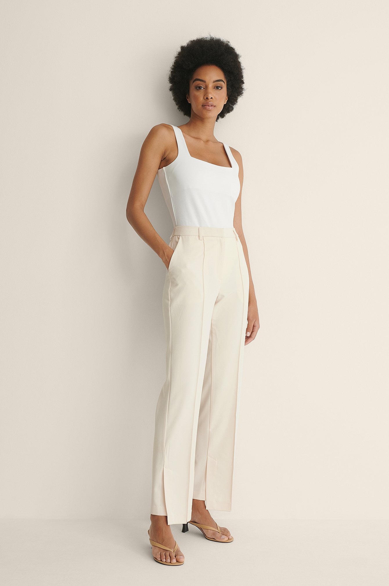 Offwhite Pantalones Tailor Fit Con Apertura Lateral