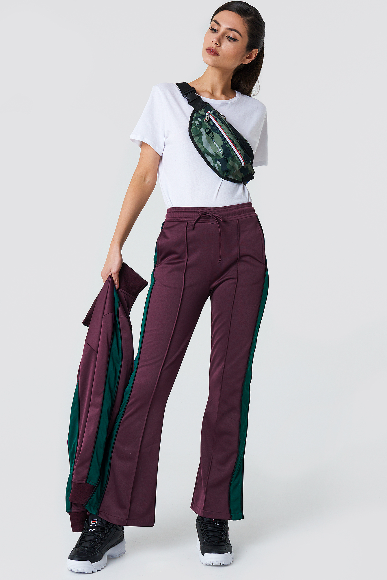 Side Slit Track Pants Bordeaux