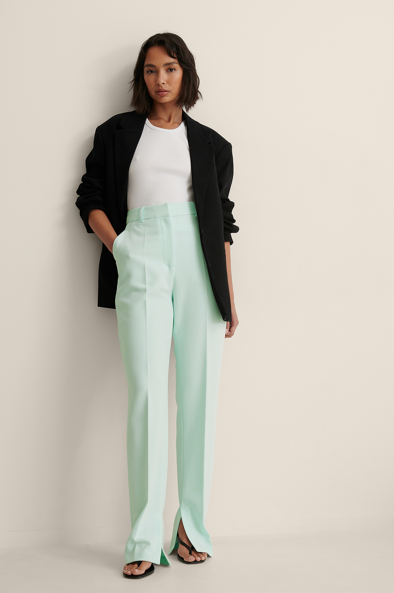 Side Slit Trousers Offwhite | na-kd.com