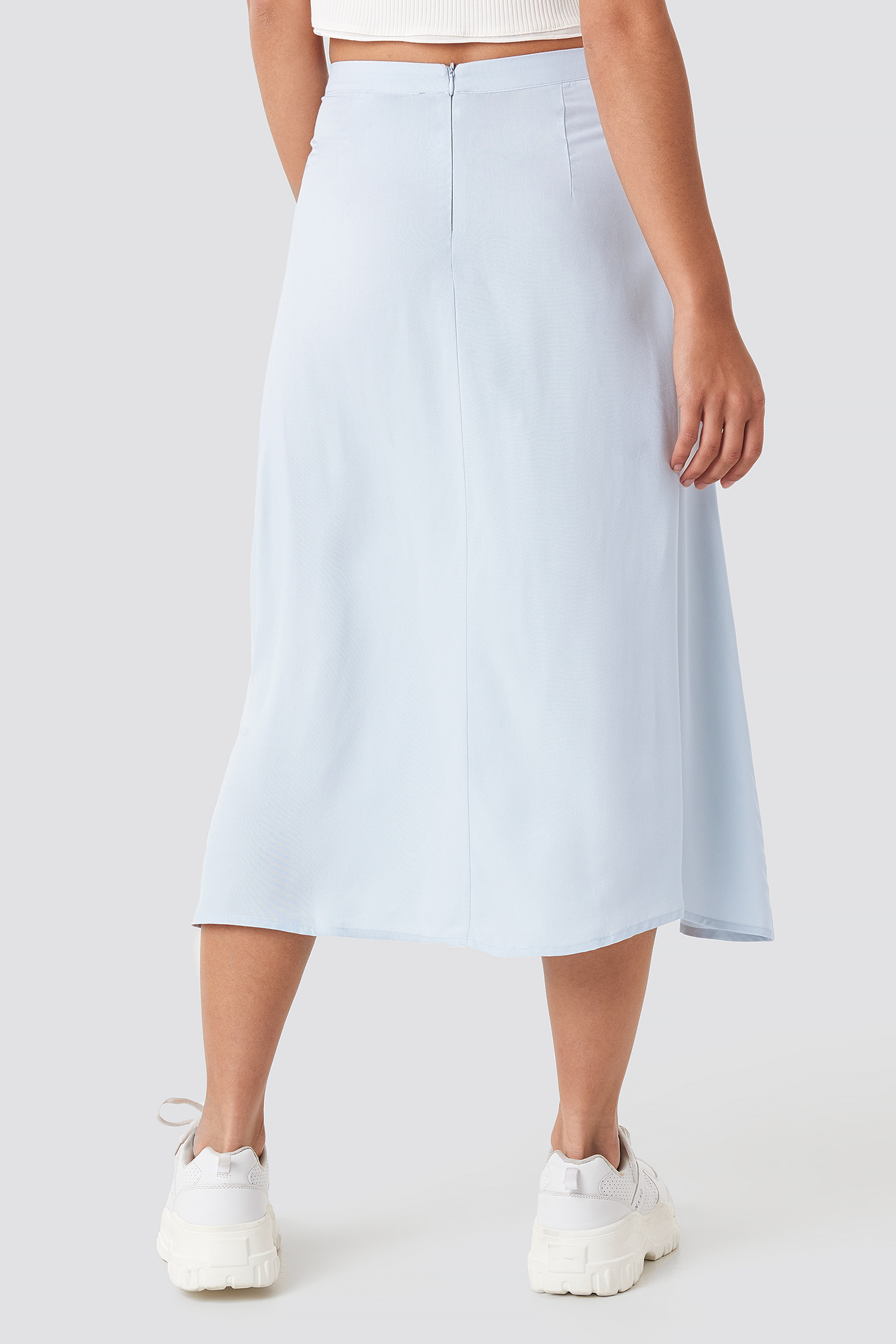 NA-KD Synthetik Trend High Waist Side Split Midi Skirt in Blau Damen Bekleidung Röcke Mittellange Röcke 