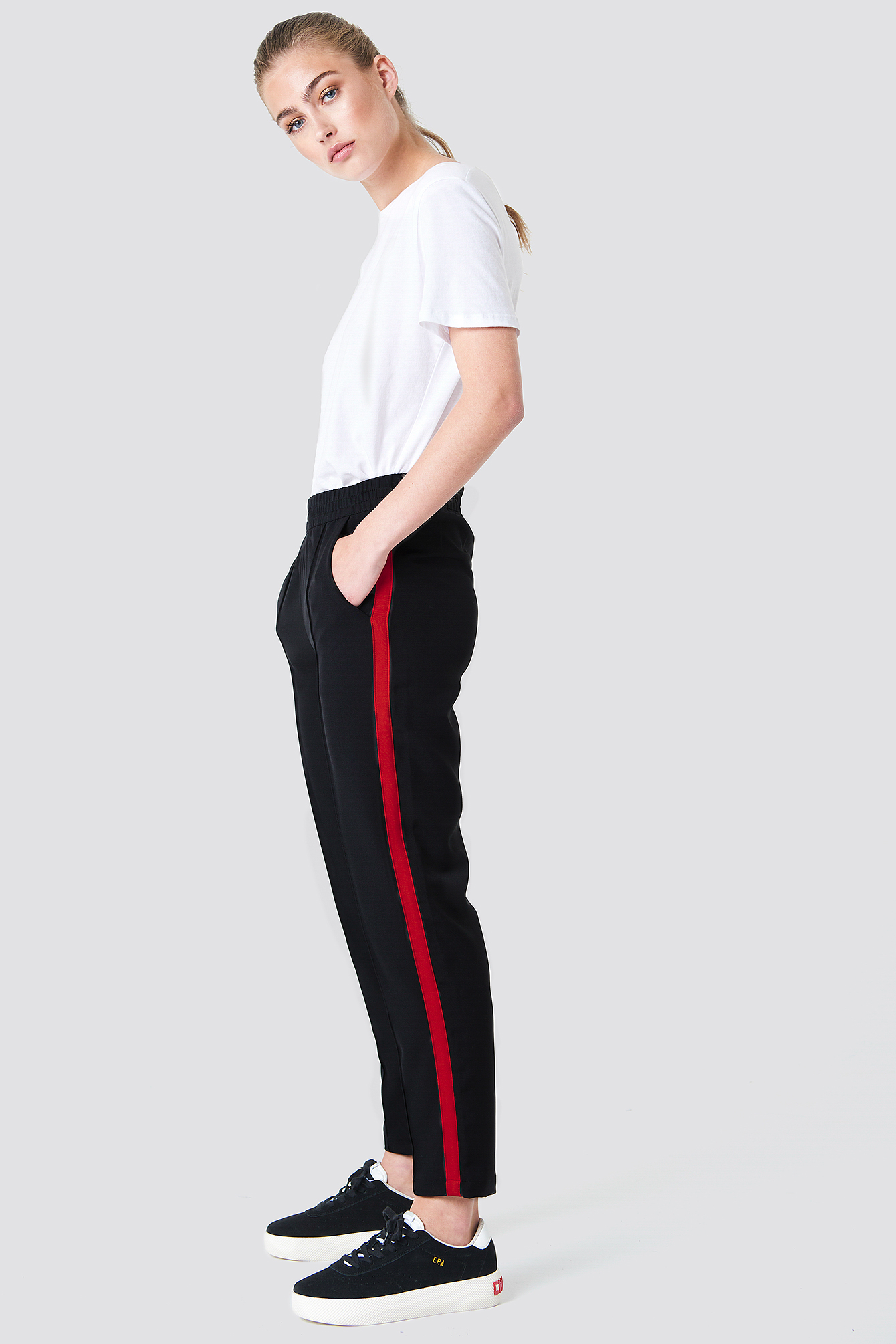 Side Stripe Joggers Black