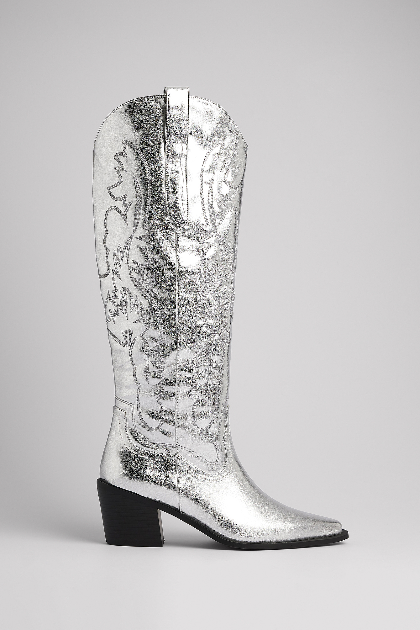 Sølvfarvede cowboystøvler Sølv NA-KD