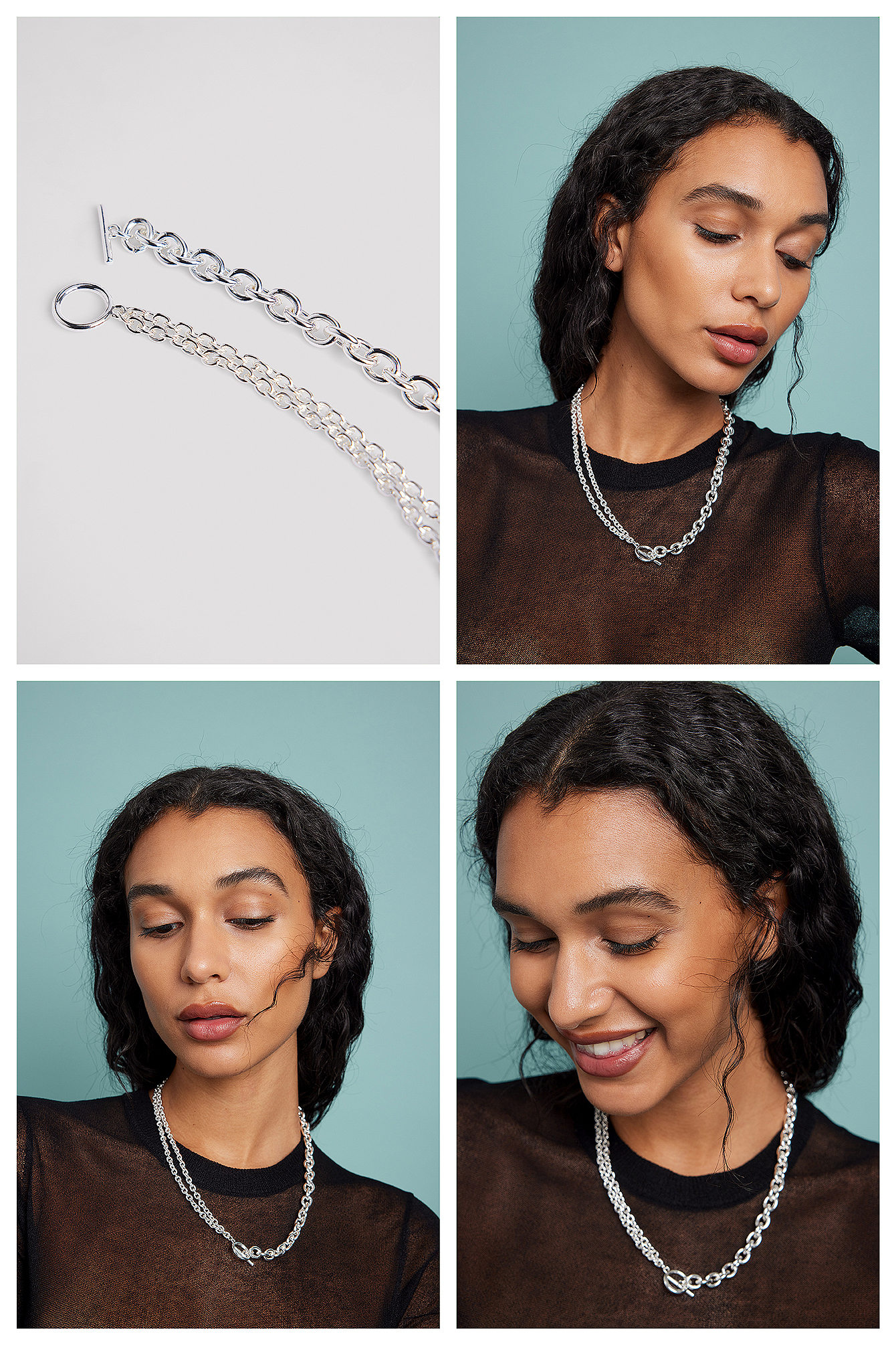 Silver Silver Plated Split Chain Necklace