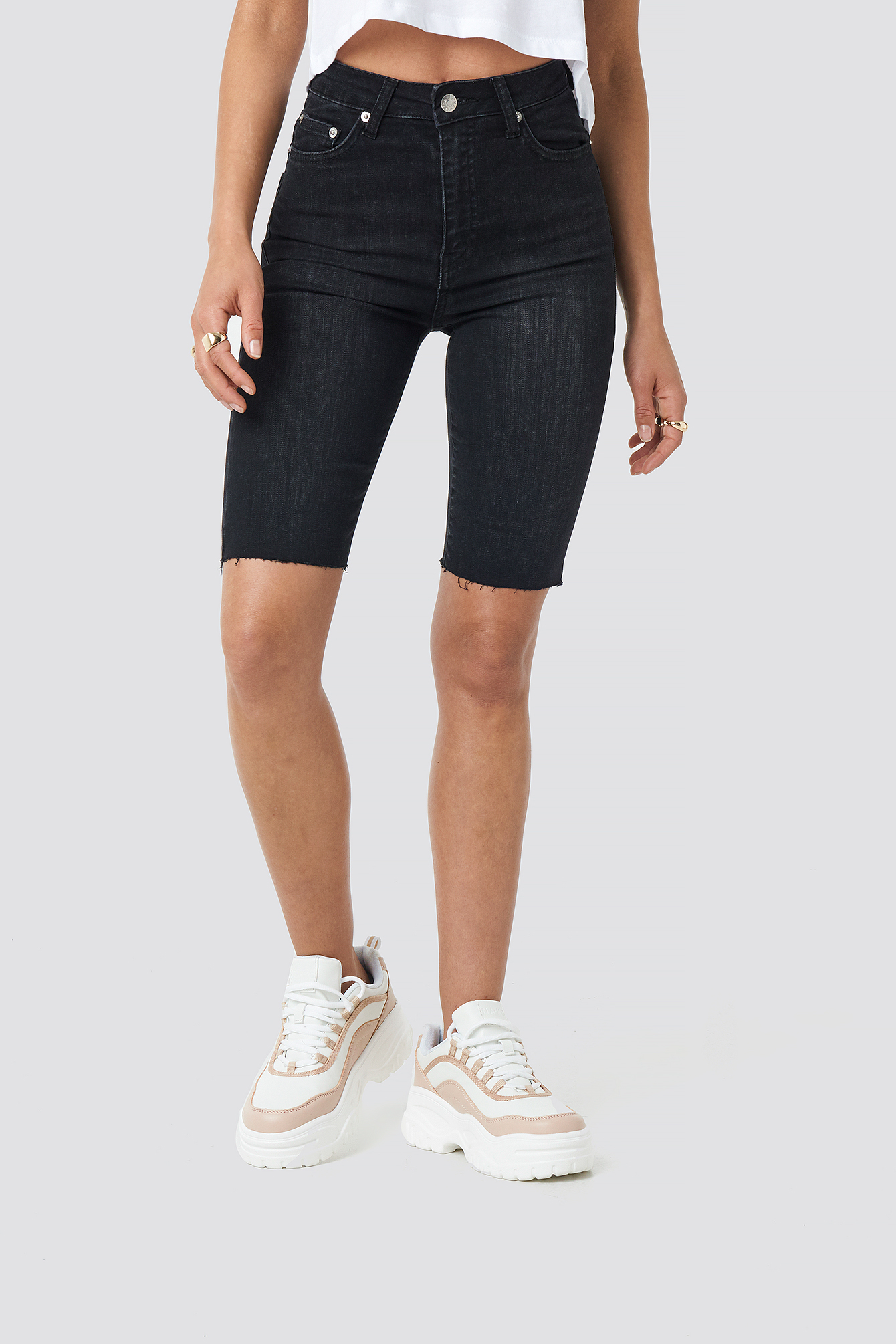 Skinny Bermuda Shorts Black | na-kd.com