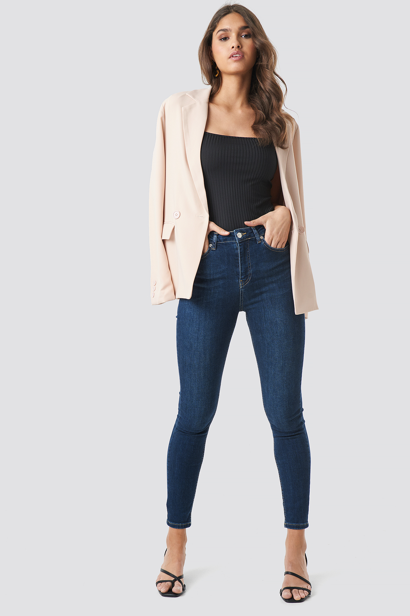 Skinny High Waist Jeans Dark Blue
