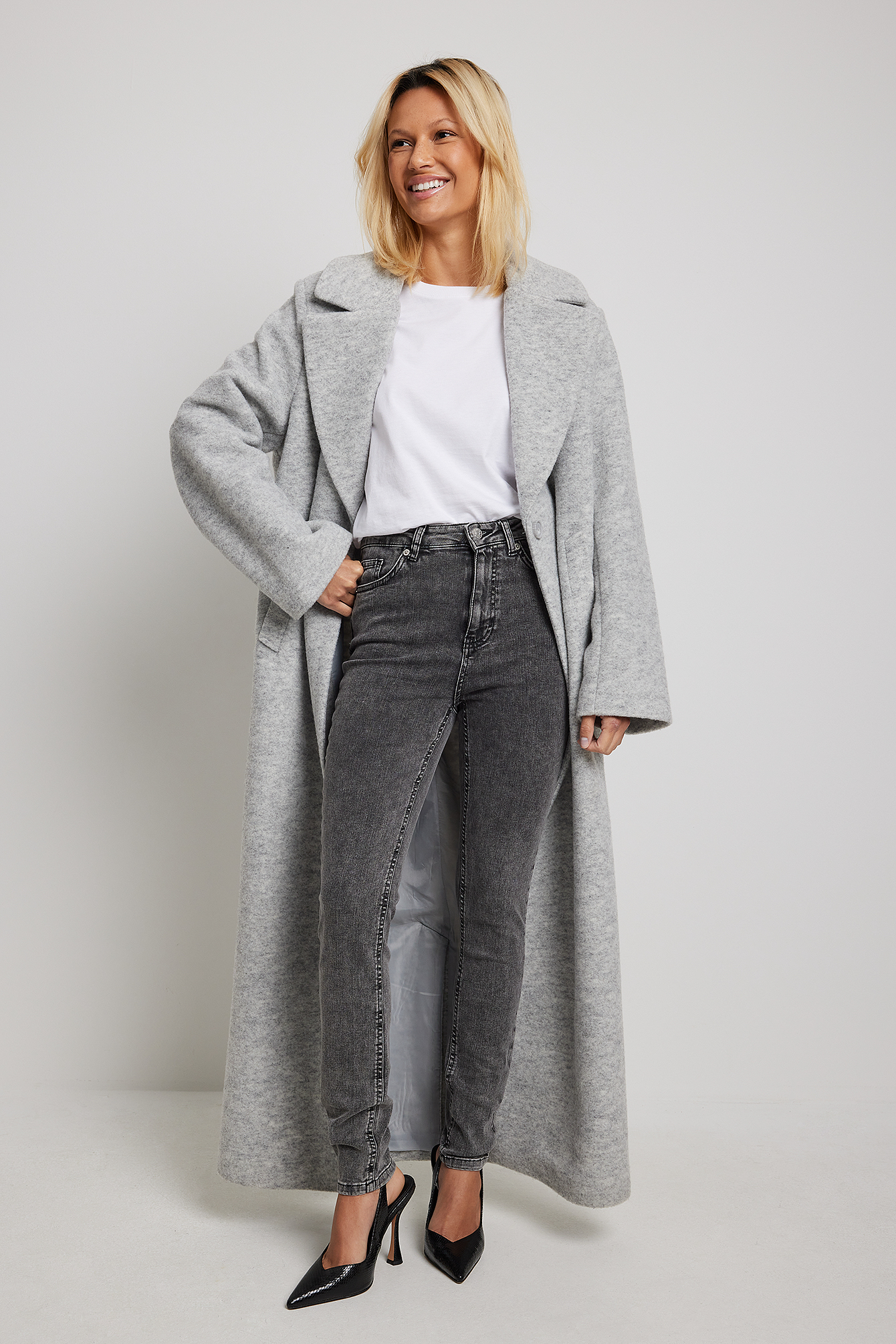 Skinny Umstandsjeans grau