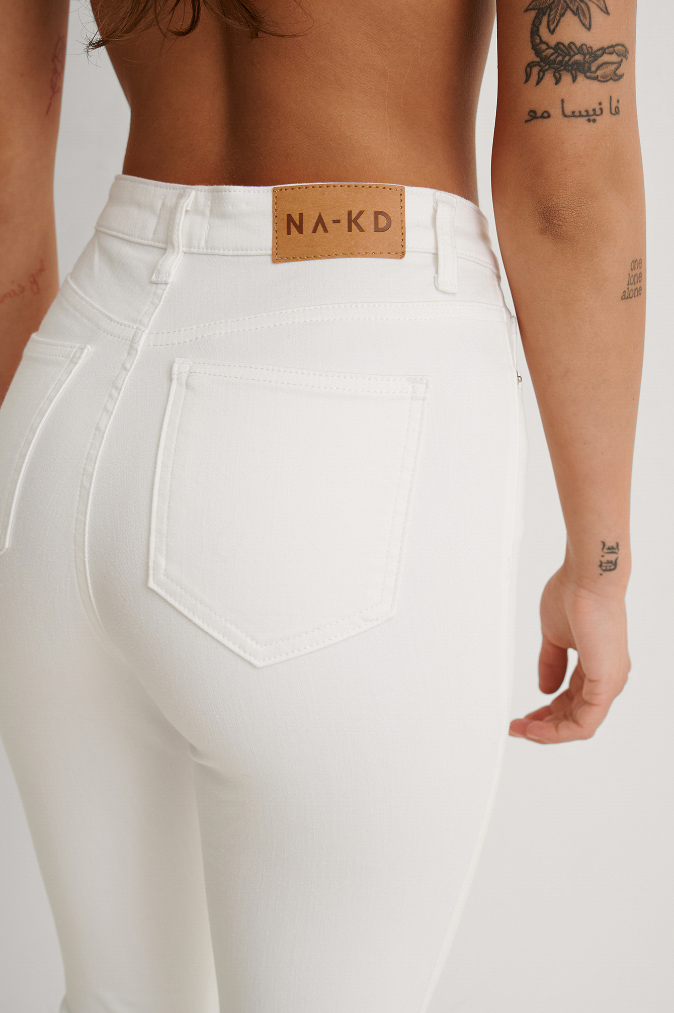 Organic Skinny High Waist Raw Hem Jeans White