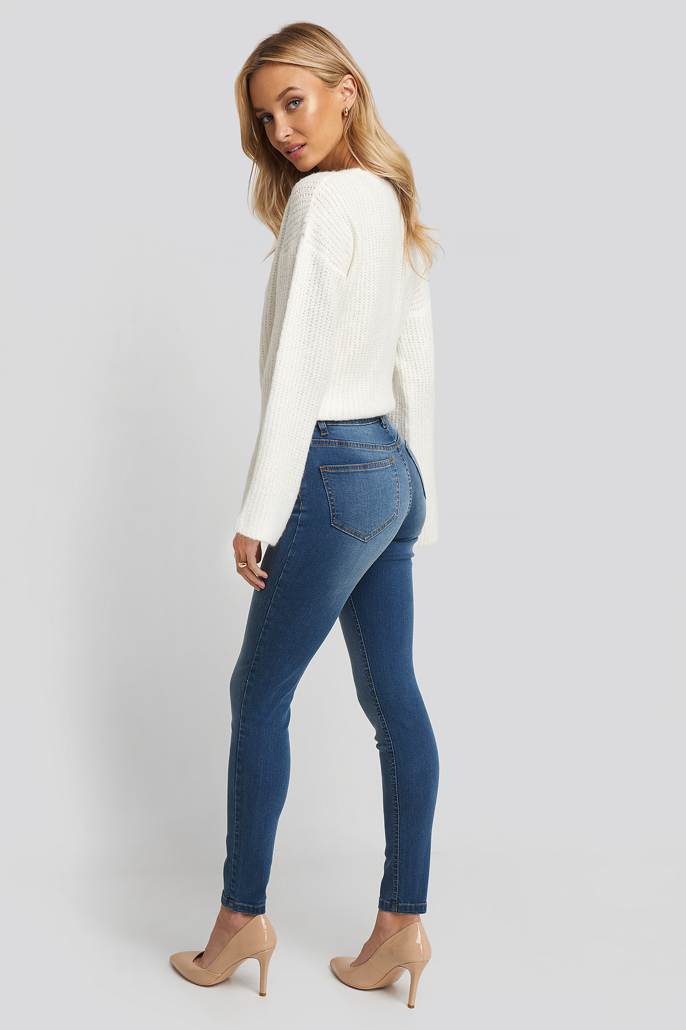 Skinny Low Waist Jeans Mid Blue