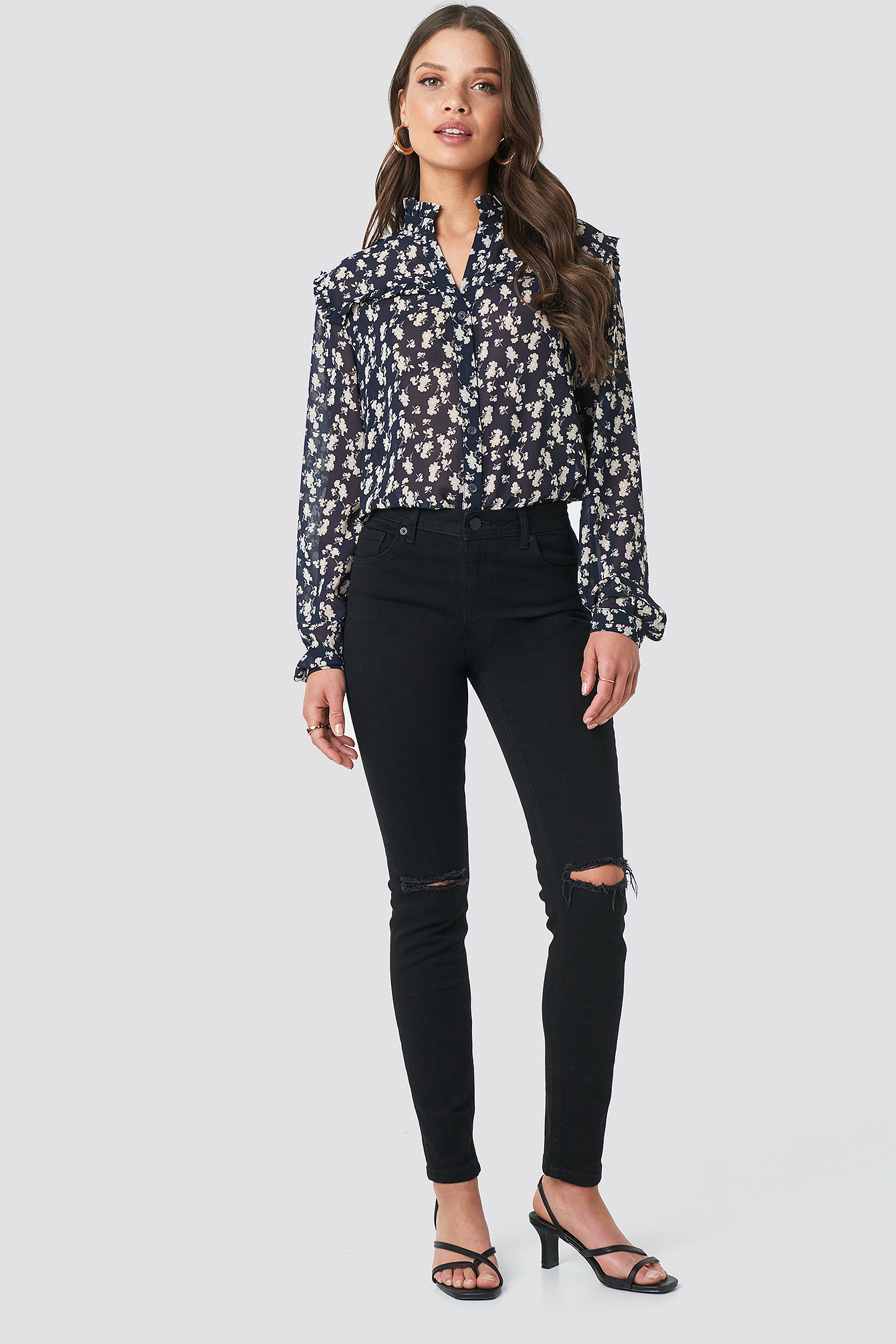 Skinny Mid Rise Ankle Jeans Black