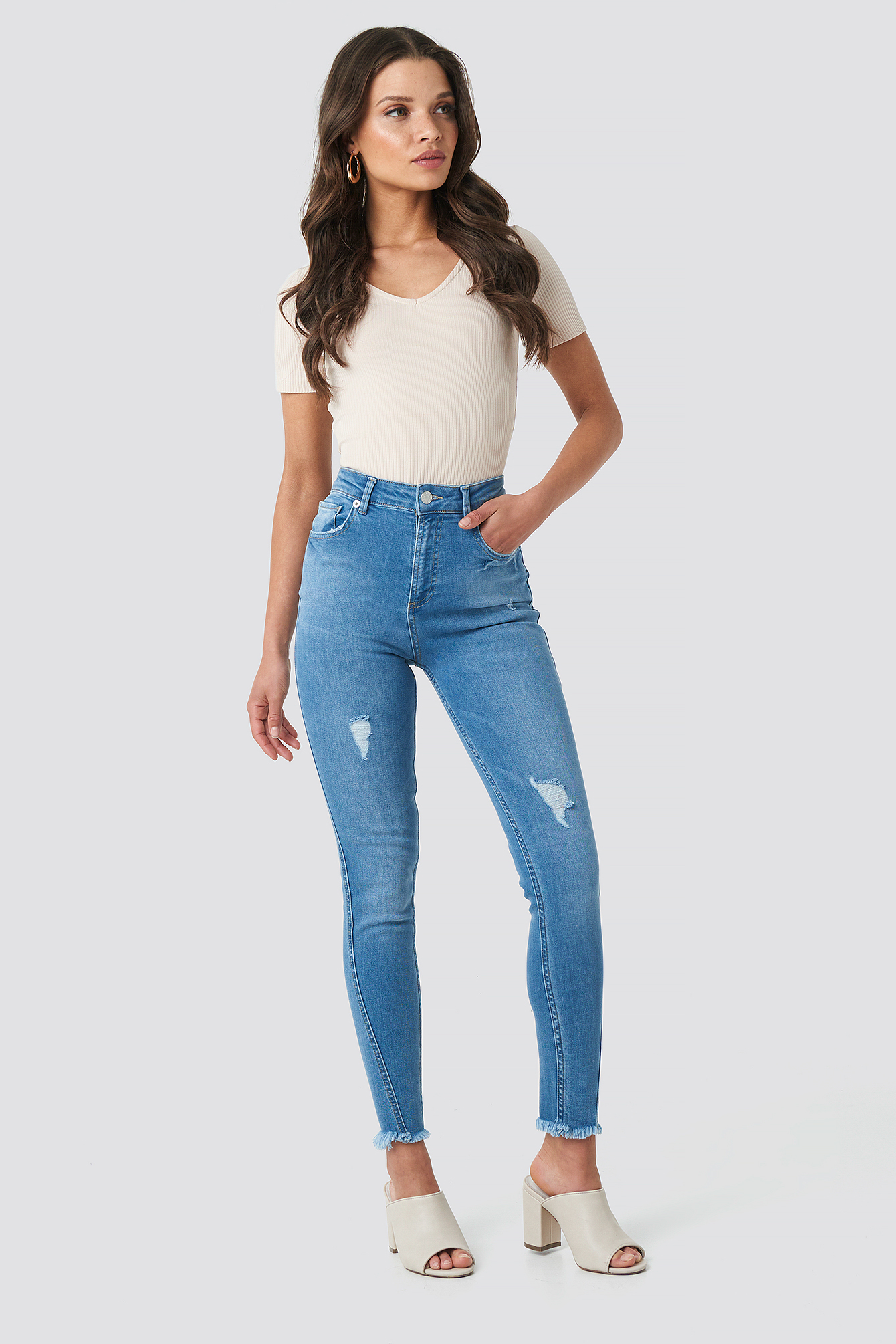 Skinny Twisted Jeans Mid Blue