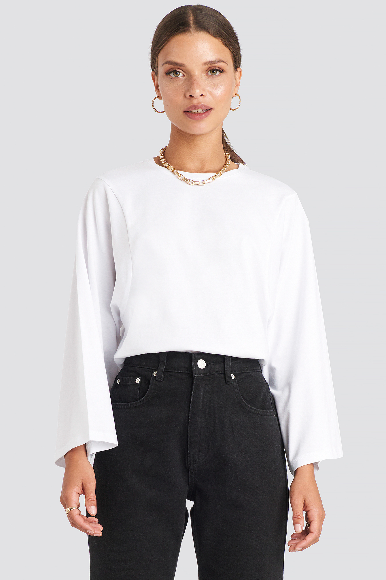 3/4 Sleeve Oversized Tee White