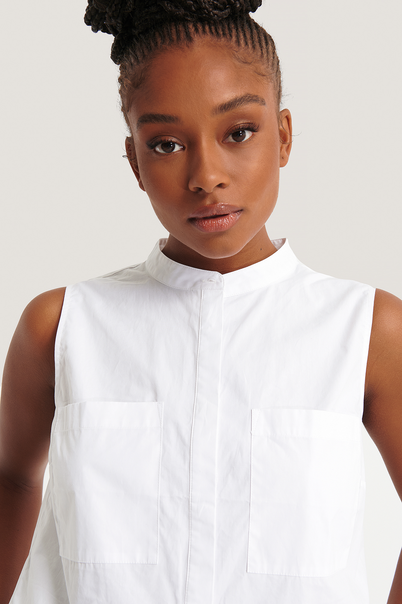 Sleeveless Pocket Shirt White | na-kd.com